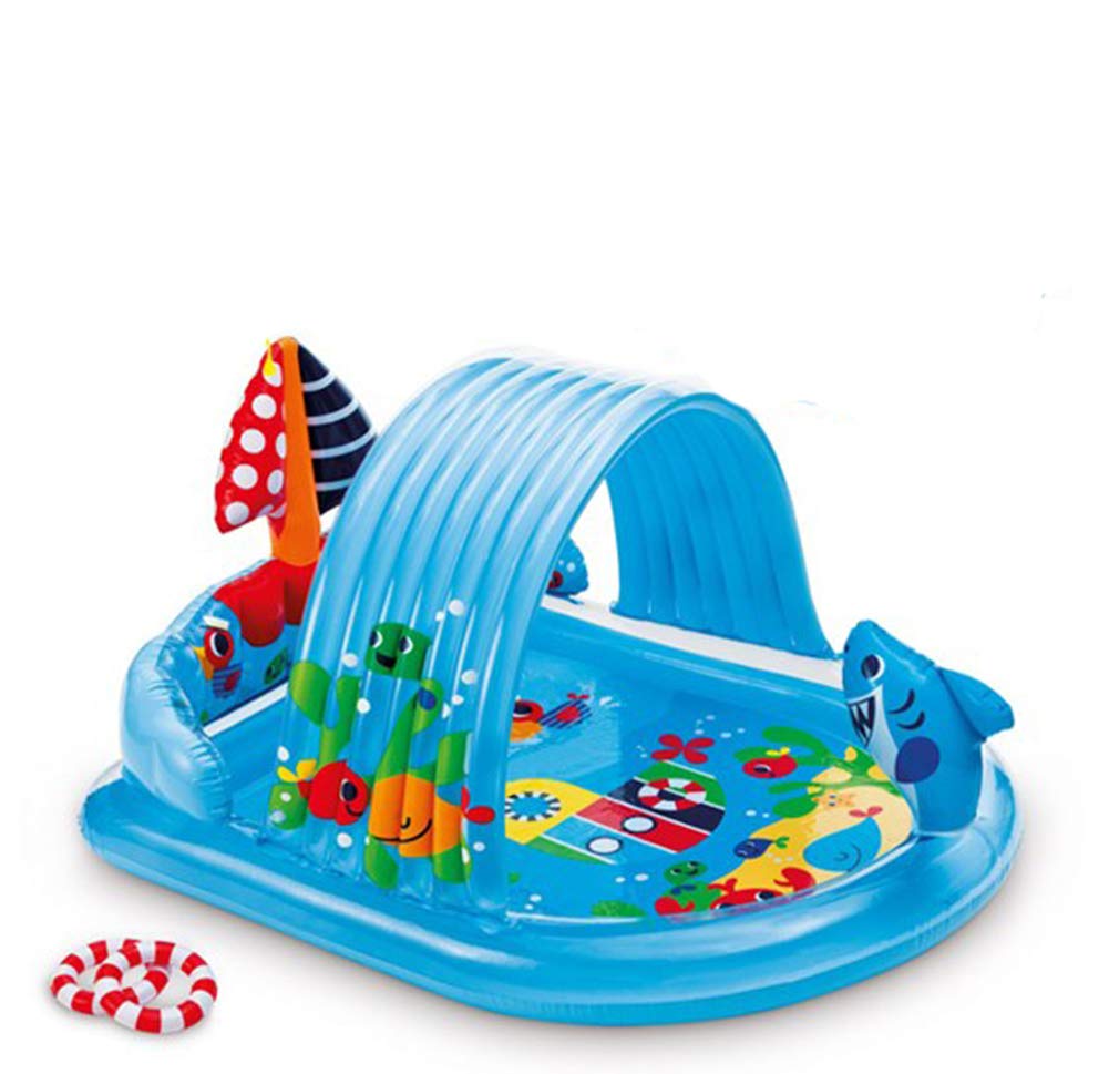 INTEX 57128MW Shark Play Center Inflatable Kiddie Pool, 61.5in x 51in x 33in, Ages 2+