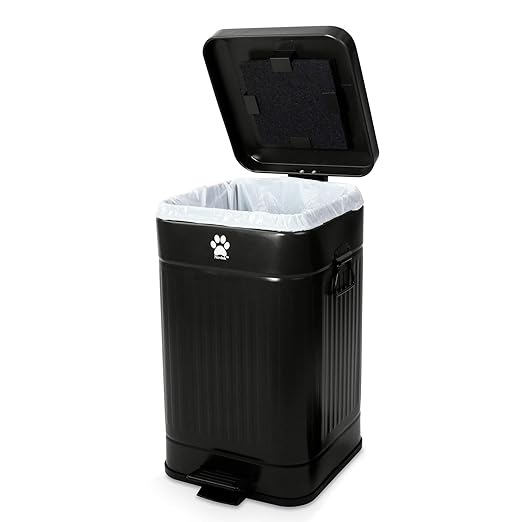 Nevink Dog Poop Trash Can Outside - Outdoor Dog Waste Trash Can with Lid - Odor Proof Waste Station Container for Backyard - 5L/1.3Gal (Black)