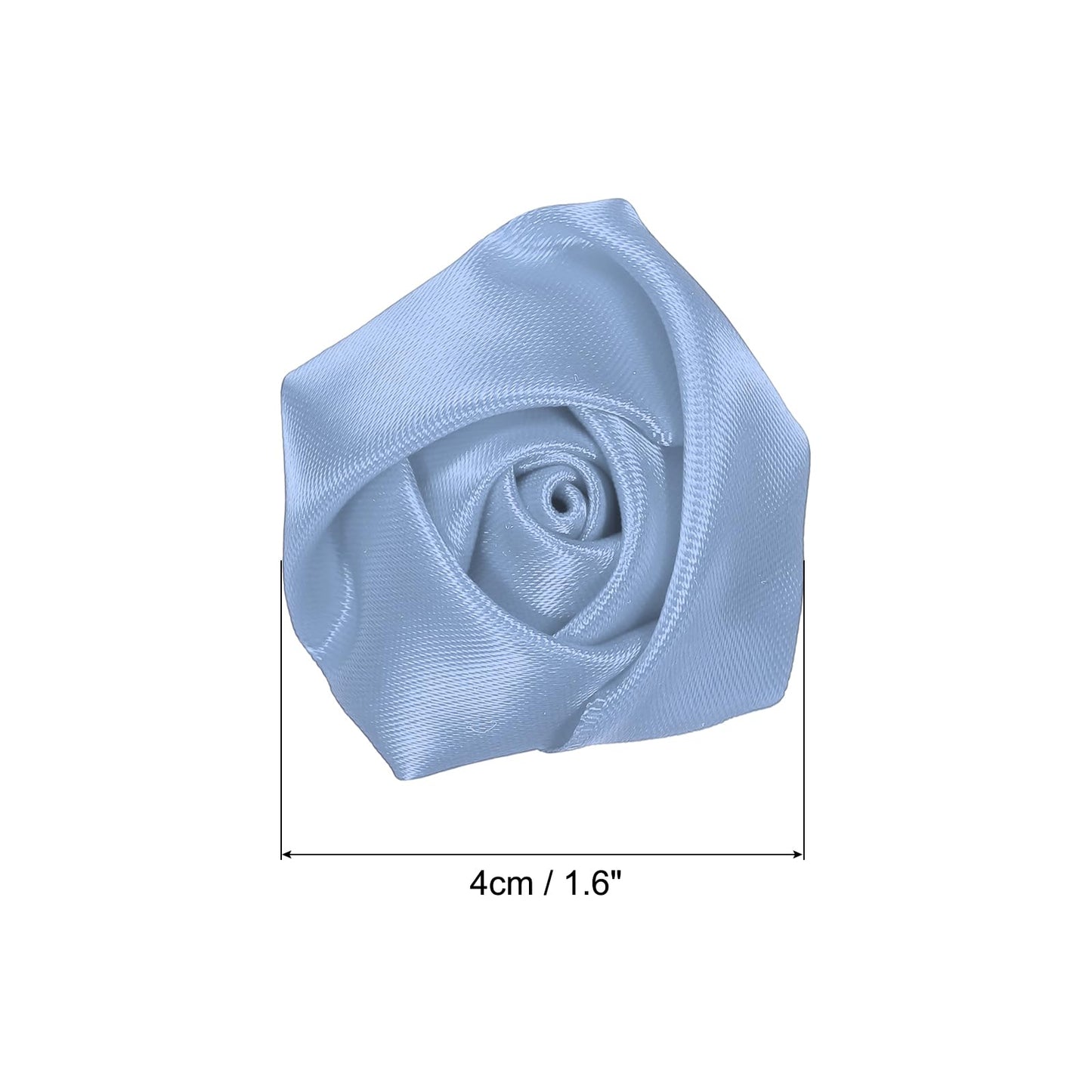 PATIKIL 1.6" Satin Ribbon Roses, 50 Pack Artificial Flowers Roses Heads Handmade Fake Flowers Fabric Flowers for Crafts Wedding Bouquet, Light Blue
