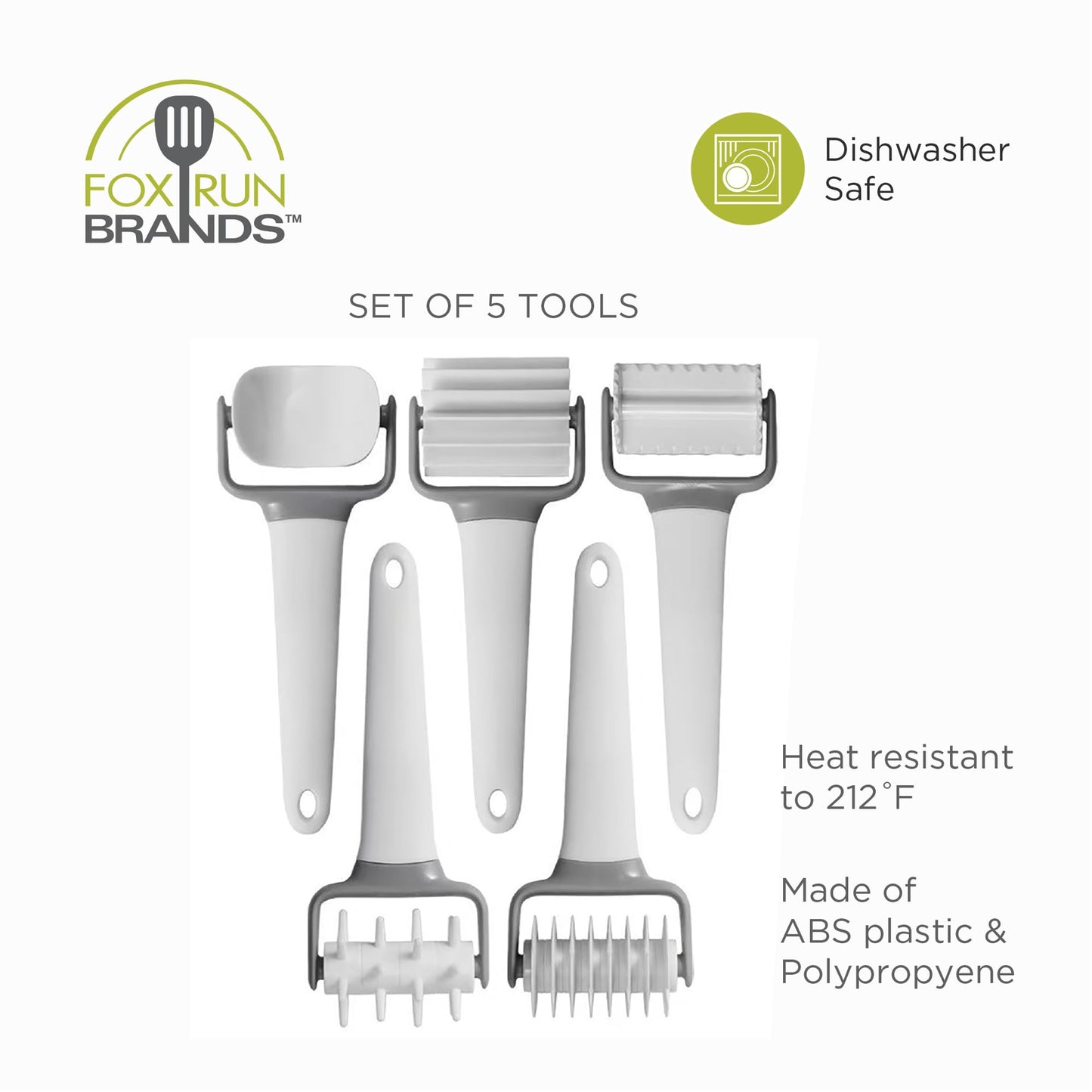 Fox Run Pastry and Pasta Wheels, Set of 5 Dough Cutter Tools