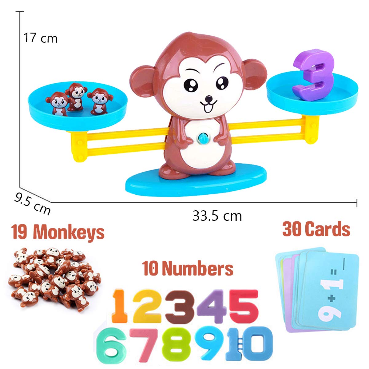 CozyBomB™ Monkey Scale Balance Counting Toys Math Games STEM Preschool Educational Toys for 3 4 5 Year olds Math Educational Kindergarten Number Learning Games Gifts for Boy Girl Birthdays Christmas