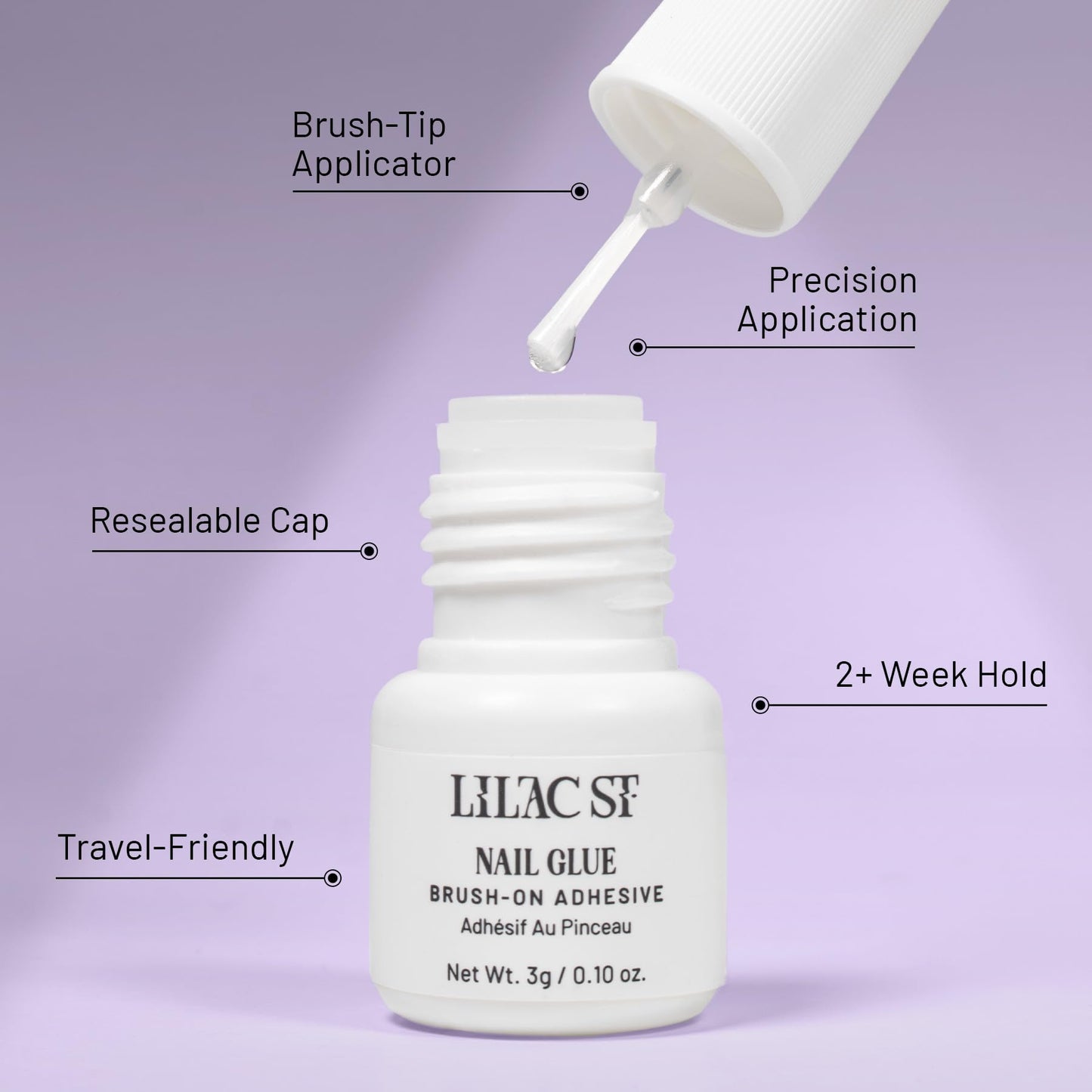 Lilac St - Press On Nails, Blush Touched (30 Nails, 15 Sizes) - Medium, Round, Pearl + Glossy, Opaque - Brush On Nail Glue, Nail File, Cuticle Stick, Prep Pad - Cruelty Free, Vegan, Women Founded