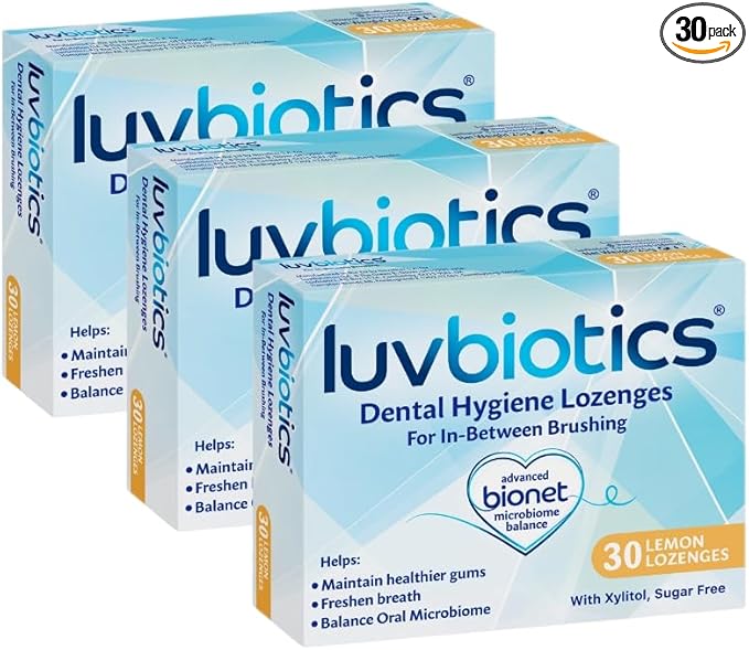 Luv Biotics Lemon Lozenges - Promotes Good Balance in The Oral Cavity for Fresh Breath, Healthy Gums and Cavity Protection.- Pack of 3 (90 Lozenges)