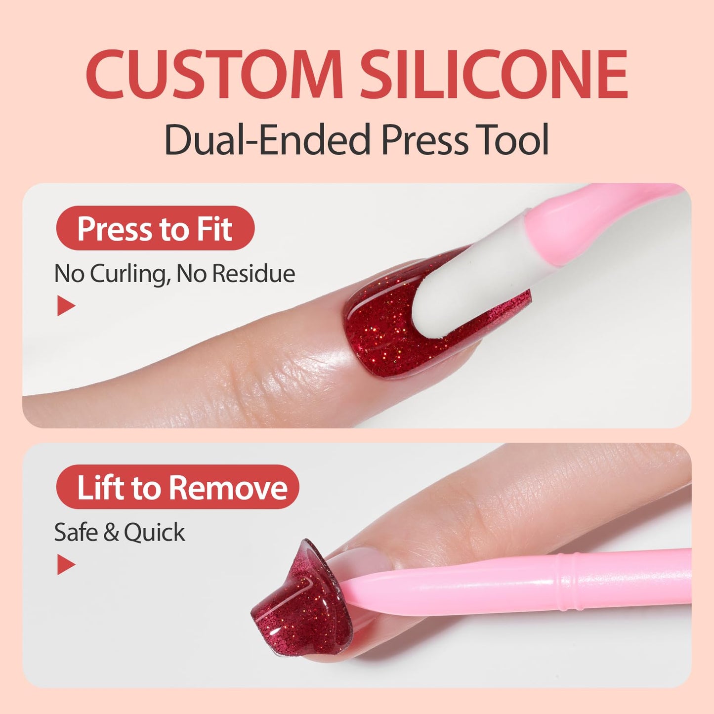 Makartt Semi Cured Gel Nail Strips Kit 2 Packs – Real Gel, Hema & TPO Free, 16 Sizes Anti-Lift Fit, UV Light Required, Salon Quality, Long Lasting, Includes Dual-Ended Tool & Prep Kit (Red Glitter)