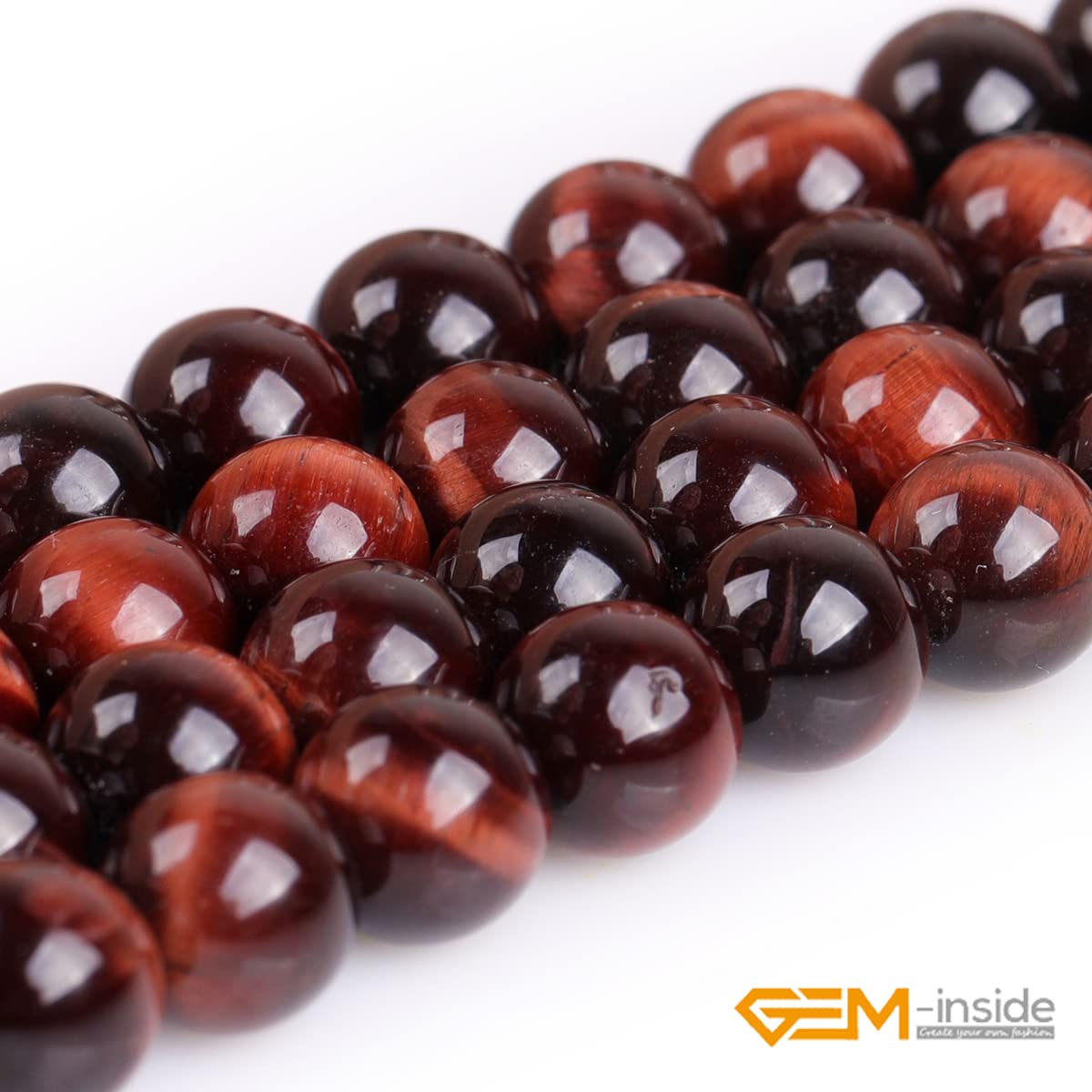 GEM-Inside Natural AAA Grade 8mm Red Tiger Eye Loose Stone Beads for Jewelry Making Beads Strand 15"
