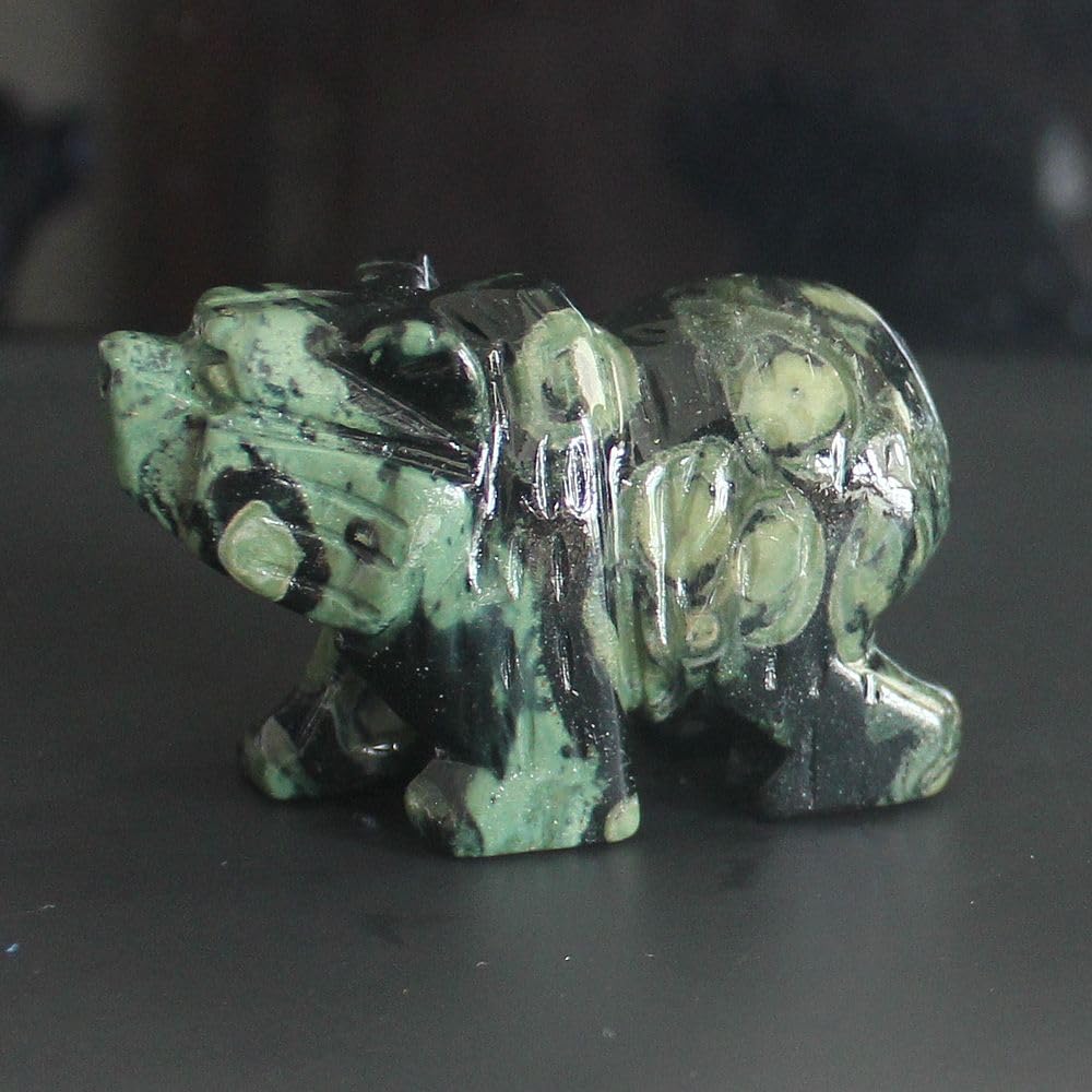 HLbshi Hand Carved Gemstone Crystal Bear Figurine Animal Statue Carving Office Home Decor Collections 2'' (kambaba Jasper)