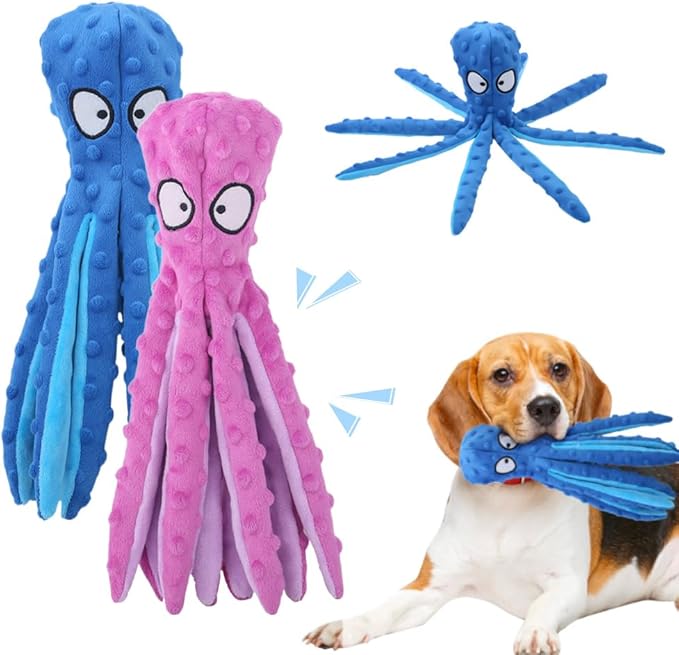 AprYew Octopus Dog Toys, No Stuffing Crinkle Dog Toys for Aggressive Chewers, Durable Interactive Chew Toys for Small, Medium and Large Dogs Training and Reduce Boredom (Purple)