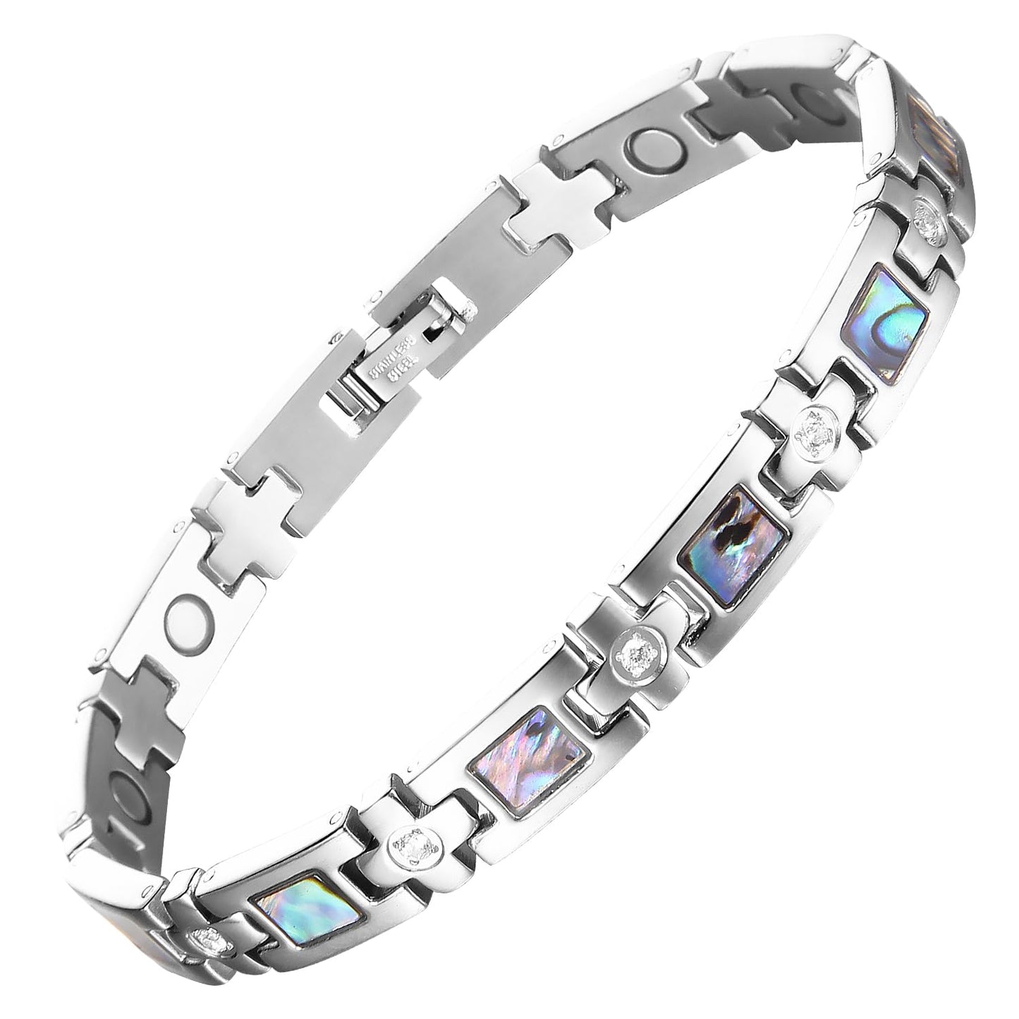 BioMag Magnetic Bracelet for Women Titanium Steel Magnetic Bracelet Adjustable Crystal Bracelet with Sizing Tool