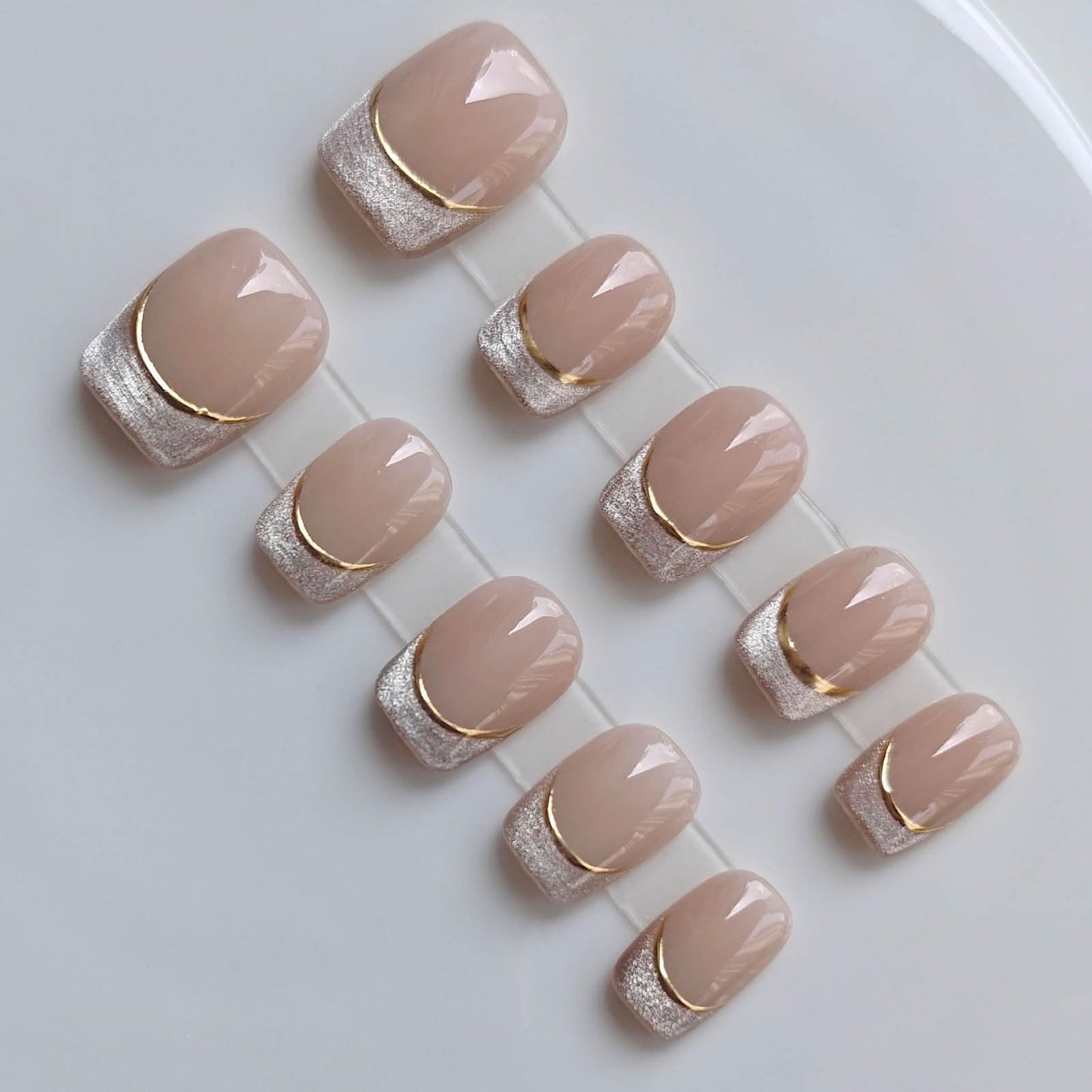 Gleamrain Handmade Short Press On Nails Square-Ins Style M Size-Easy Apply Daily Wear Artificial Nails Press Ons for Women 10Pcs Gleamrain Design 409