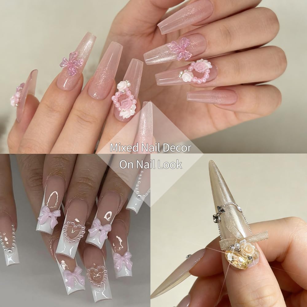 3D Nail Charms and Gems Cute Rhinestones Y2K for Nails Nesign Junk Case Charms Jewels for Nail Art Decorations (Butterfly)
