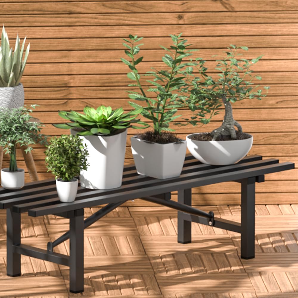 DHYGOTFUR Premium Aluminum Plant Stand - Home Decor & Outdoor Garden Solution with 300 LBS Capacity, L37.8 x W11.4 x H7.9 inch
