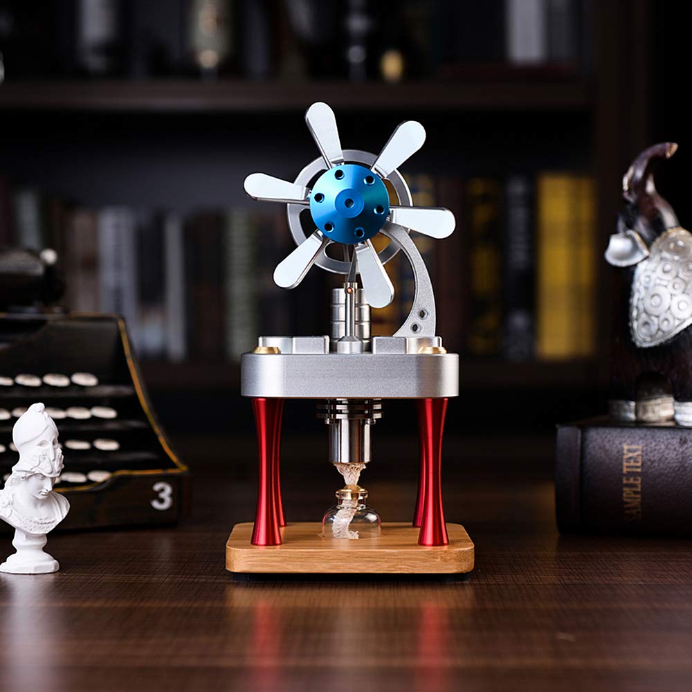 Sunnytech Hot Air Stirling Engine Motor Model Educational Toy Electricity Generator Colorful LED SC005-M16-CF