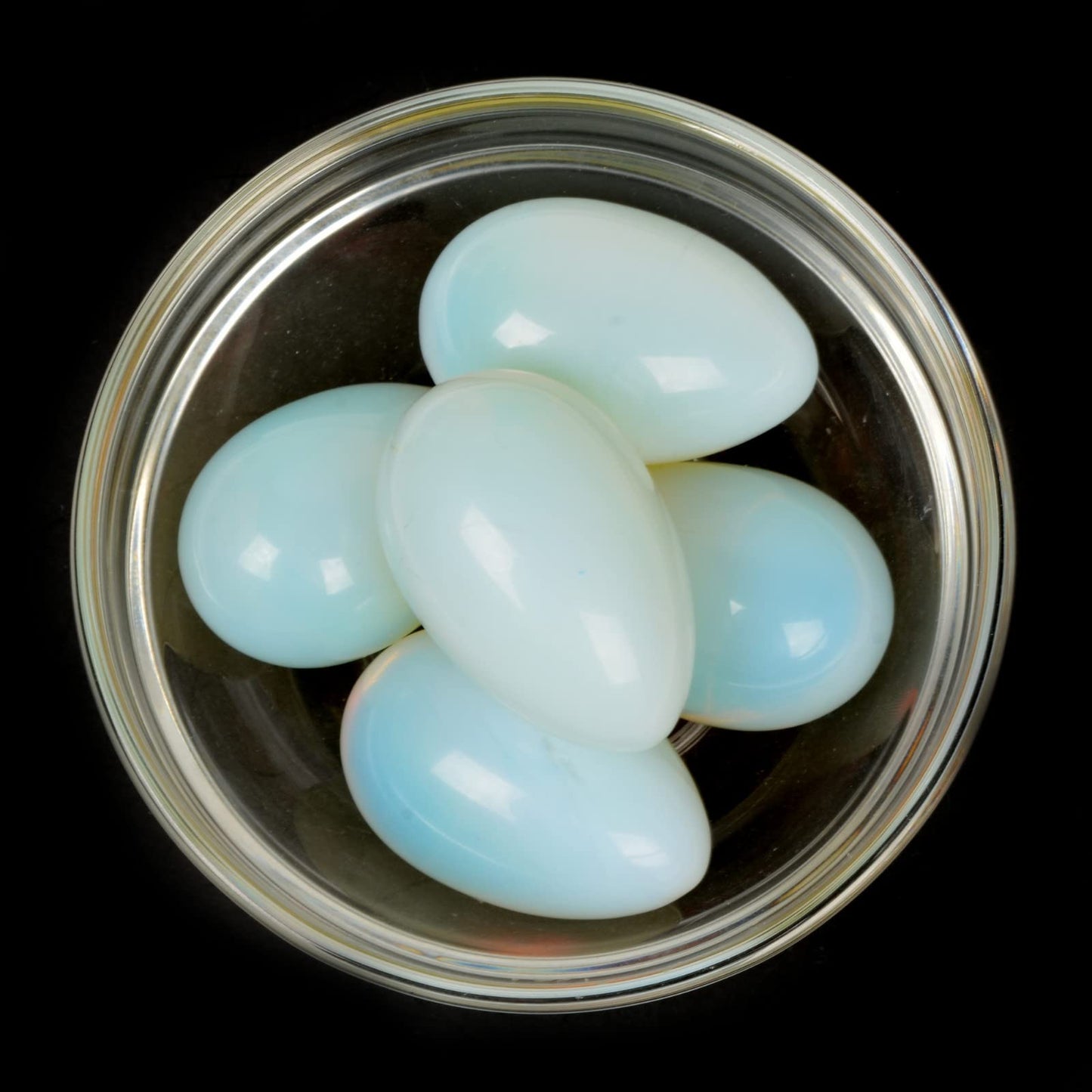 Justinstones Synthetic Opalite Gemstone Egg Crystal Healing Chakra Meditation Home Office Decor Stone with Stone Stand