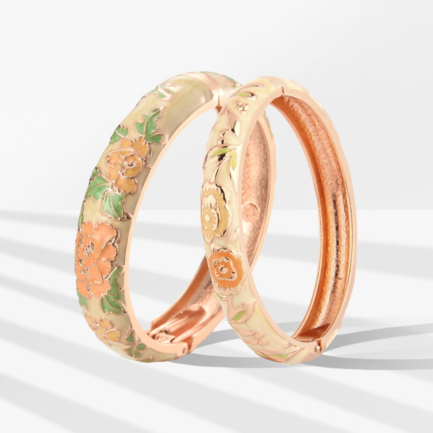 UJOY Cloisonne Bangles Gorgeous National Enameled Plated Handcrafted Jewelry Bracelets Gifts with Box 55C48-55A106 Yellow