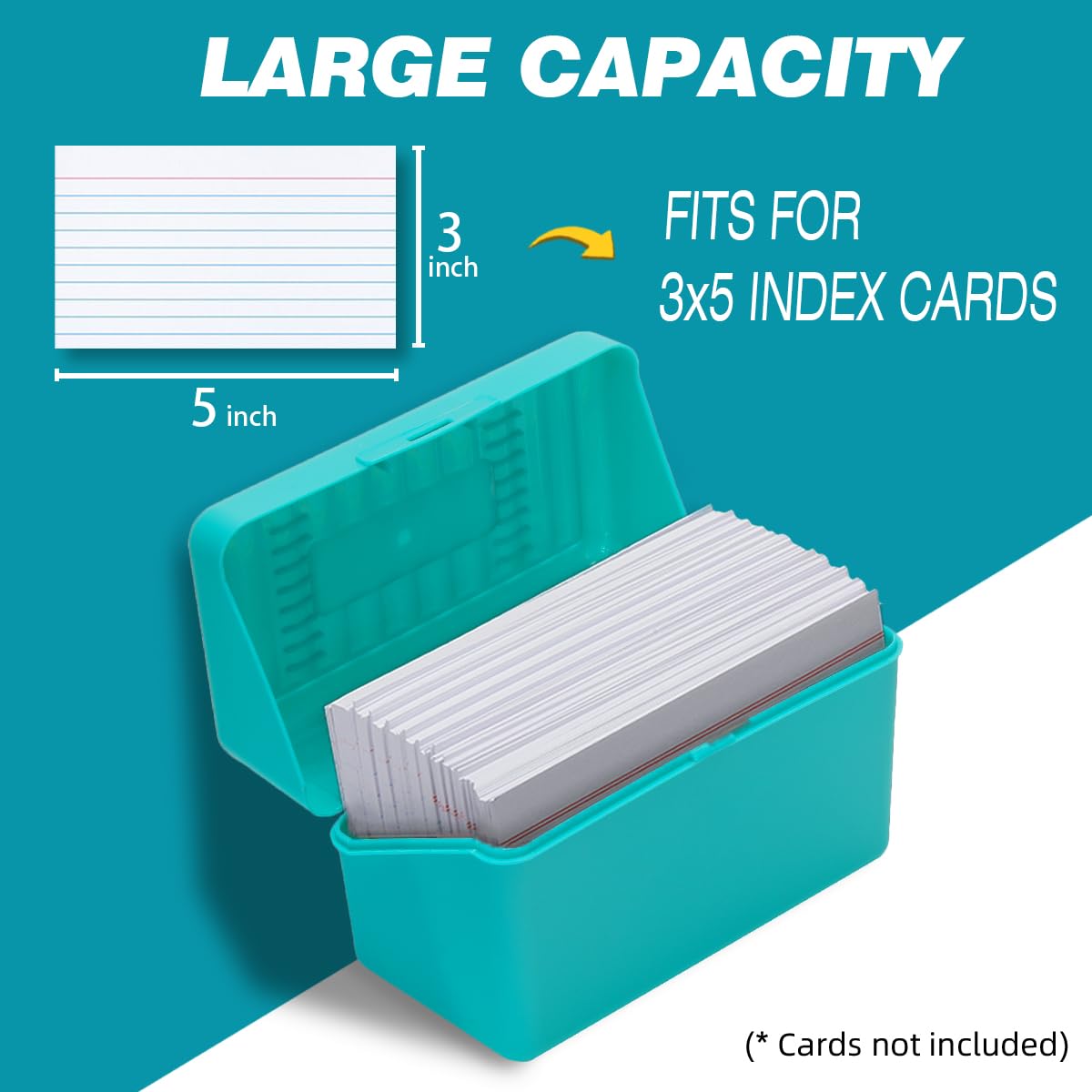 H4D Index Card Holder 3x5, Index Card Box Organizer Case, 3x5 Flash Note Card Holder, 3 Packs (Red/Green/Yellow)