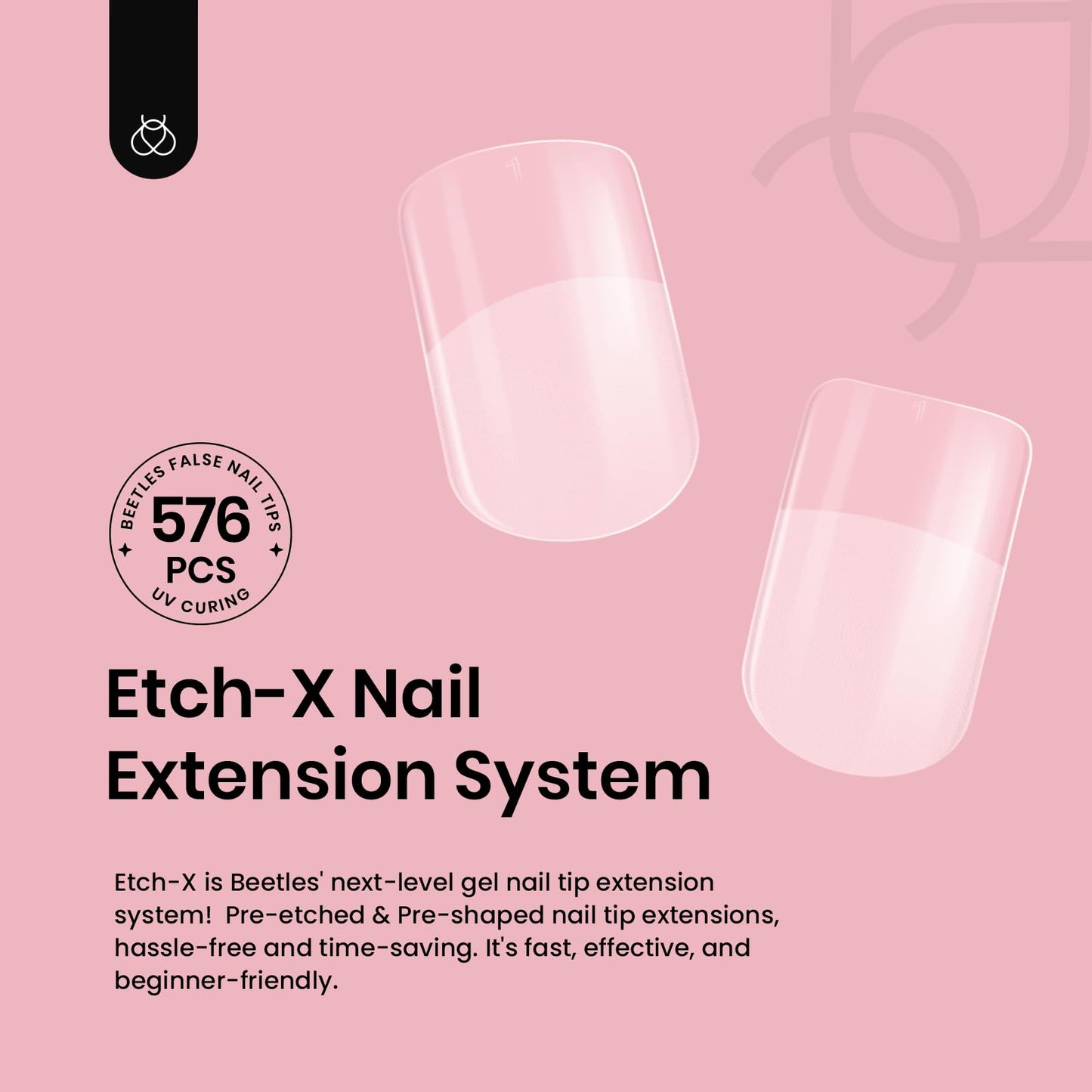Beetles Short Square Nail Tips: 576PCS 12 Sizes XS Short Square Half Matte Clear False Acrylic Press on Nails Tips Pre-shape Full Cover Nail Tips Nail Extension DIY
