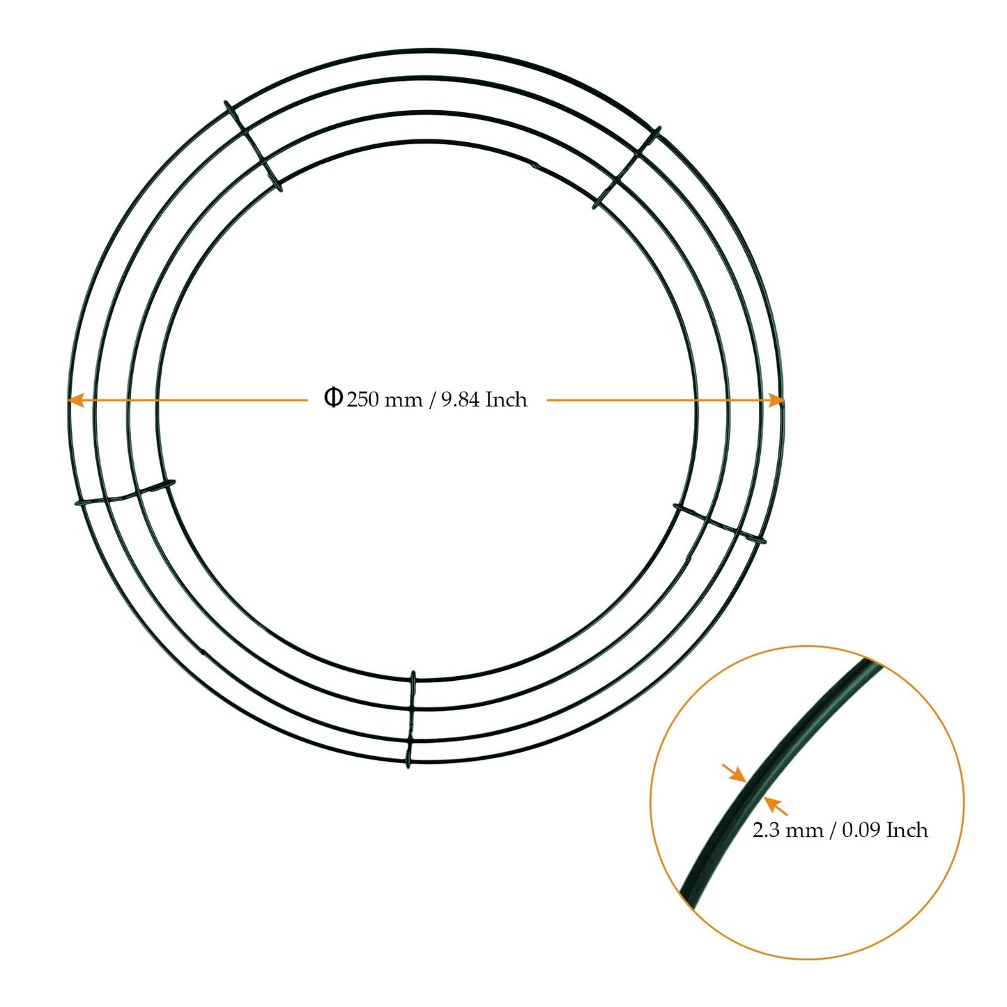 MUKCHAP 40 Pack 10 Inch Round Metal Wreath Frame Ring, Floral Wire Wreath Form for DIY Crafts, Wedding, Party, Green