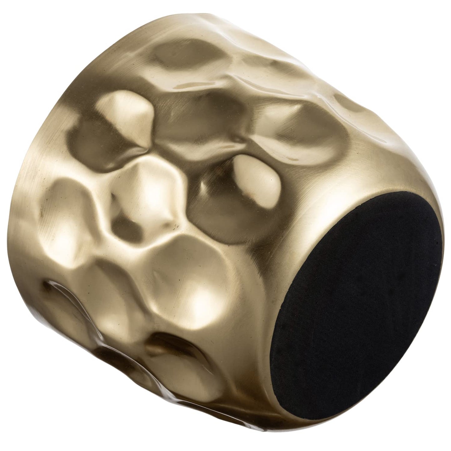 MyGift 7 Inch Deluxe Modern Hammered Brass Tone Metal Flower Planter Pot with Decorative Riser, Plant Pot with Display Stand Décor - Handcrafted in India