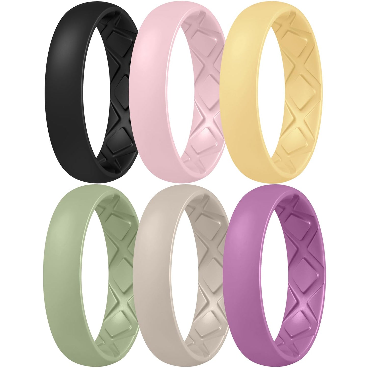 Egnaro Women's Engagement Rings, Silicone Inner Arc Ergonomic Breathable Design with half sizes, Rubber Wedding Band Rings，5.5mm Wide-2mm Thick