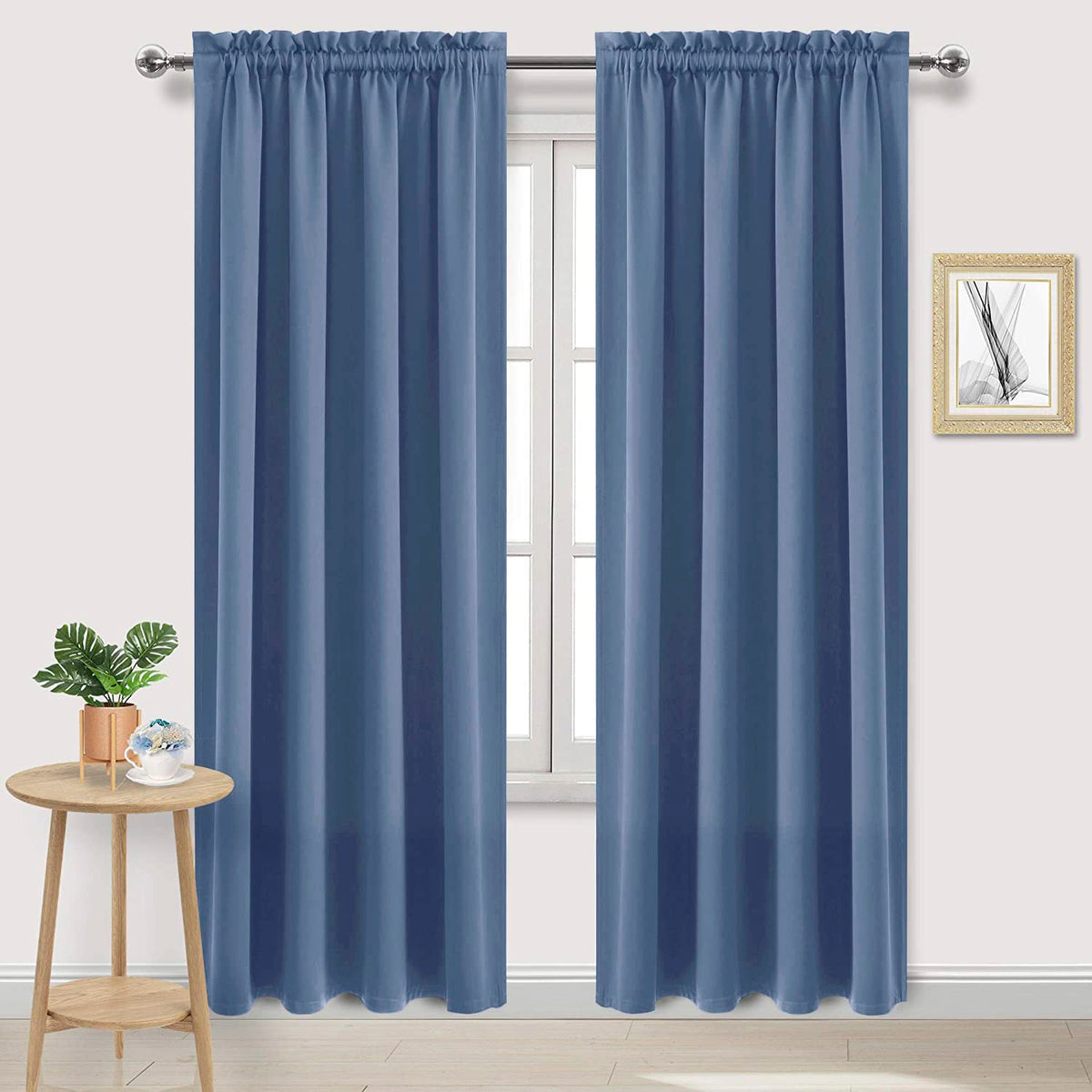 Blackout Curtains for Bedroom 52 x 84 Inch Long Dusty Blue 2 Panels (2 Count)