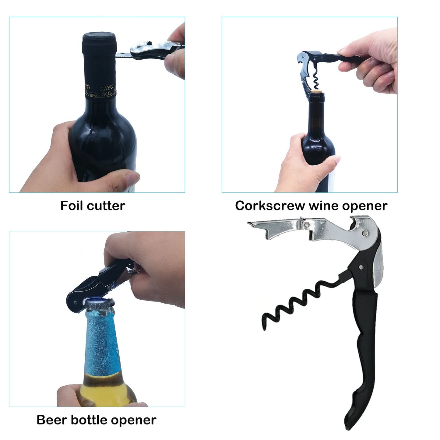 Otstar Latest Jar Opener for Seniors with Arthritis, Weak Hands, Multi-function Bottle Opener with Non Slip Rubber Jar Opener Gripper Pad and Corkscrew Wine Opener
