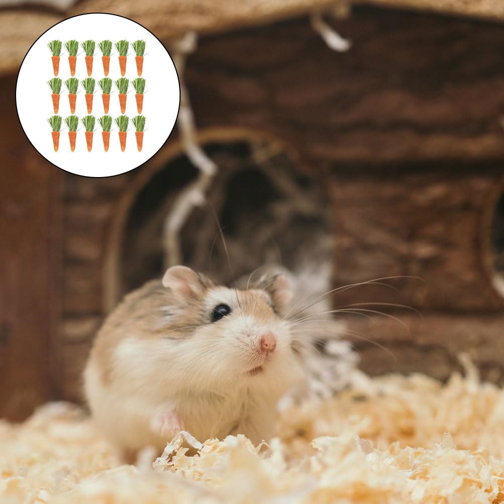 GANAZONO Rabbit Chew Carrots Small Animals Teething Sticks Hamster Chewing Toys Natural Dental Care Chew Pet Toys 2.55X0.59X0.59 Inches 18 Pack