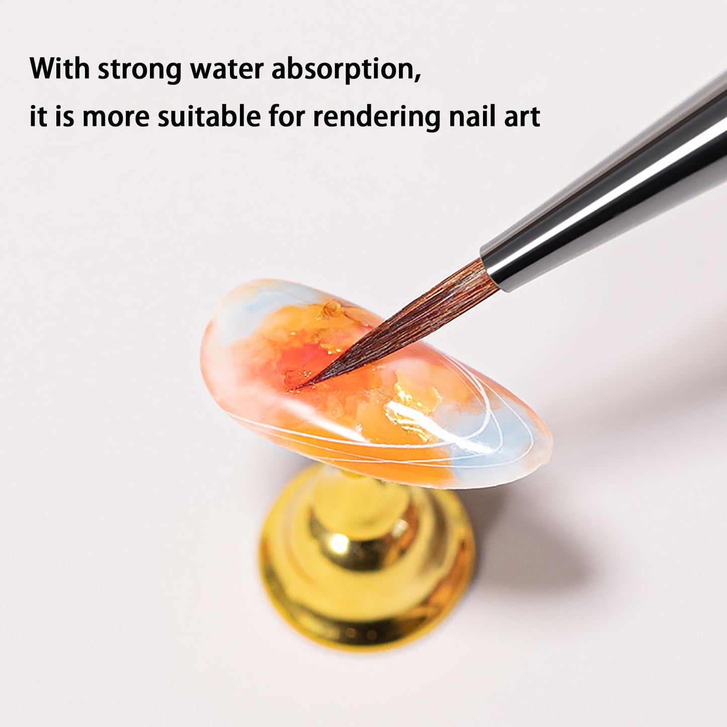 HNRongkya Kolinsky Nail Art Brush with Wooden Handle, Fine Tip for Drawing Petals and Butterflies, Suitable for nail polish powder, 1 Pack