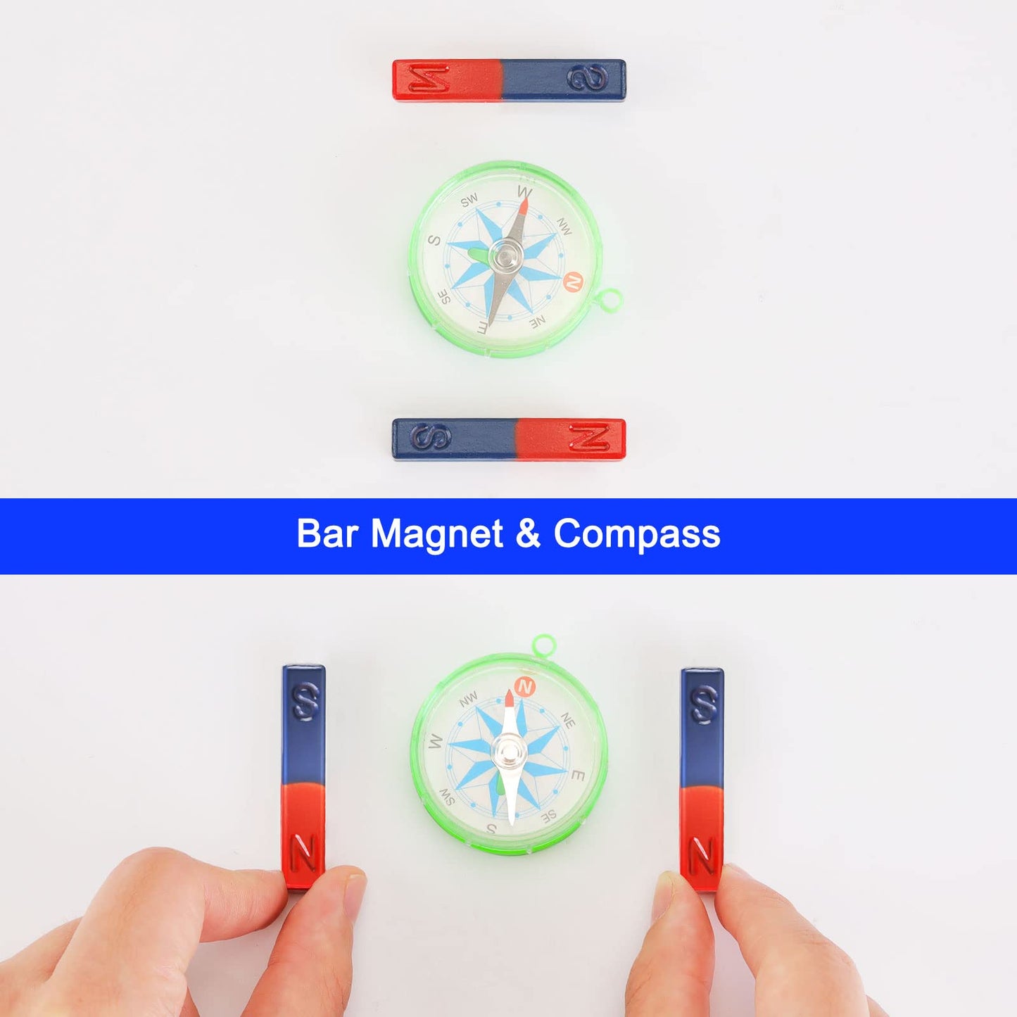 Science Magnet Kits for Kids: Educational Magnet Science Projects Experiment Tools Physics Lab Kits Includes Bar/Ring/Horseshoe/Compass/Iron Powder
