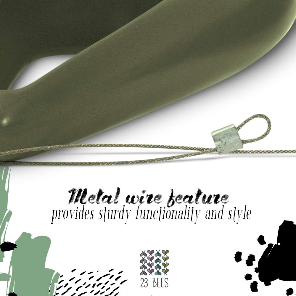 23 Bees, Hanging Air Plant Holder, Green Hanger Ceramic Planter, Small Floating Succulent Pots Container, Cactus Holders with Metal Wire, 3 Pack (3 Pack x Green)