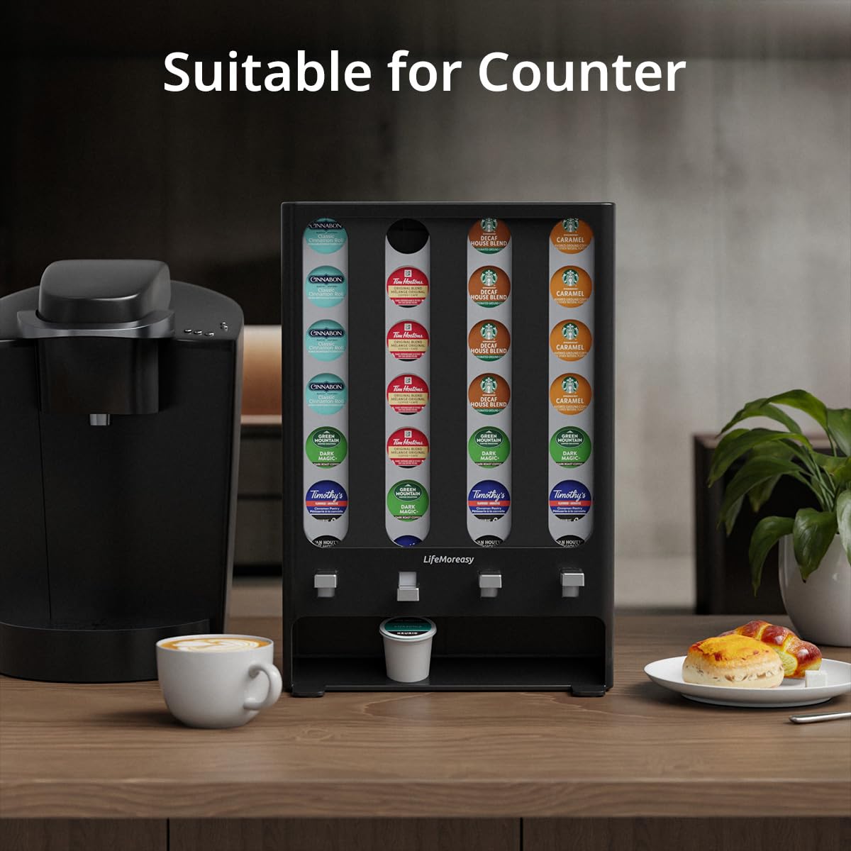 LifeMoreasy K Cup Holder Creative Coffee Pods Storage Stand Vending-Style K Pod Dispenser K Cup Organizer for 28 Pods