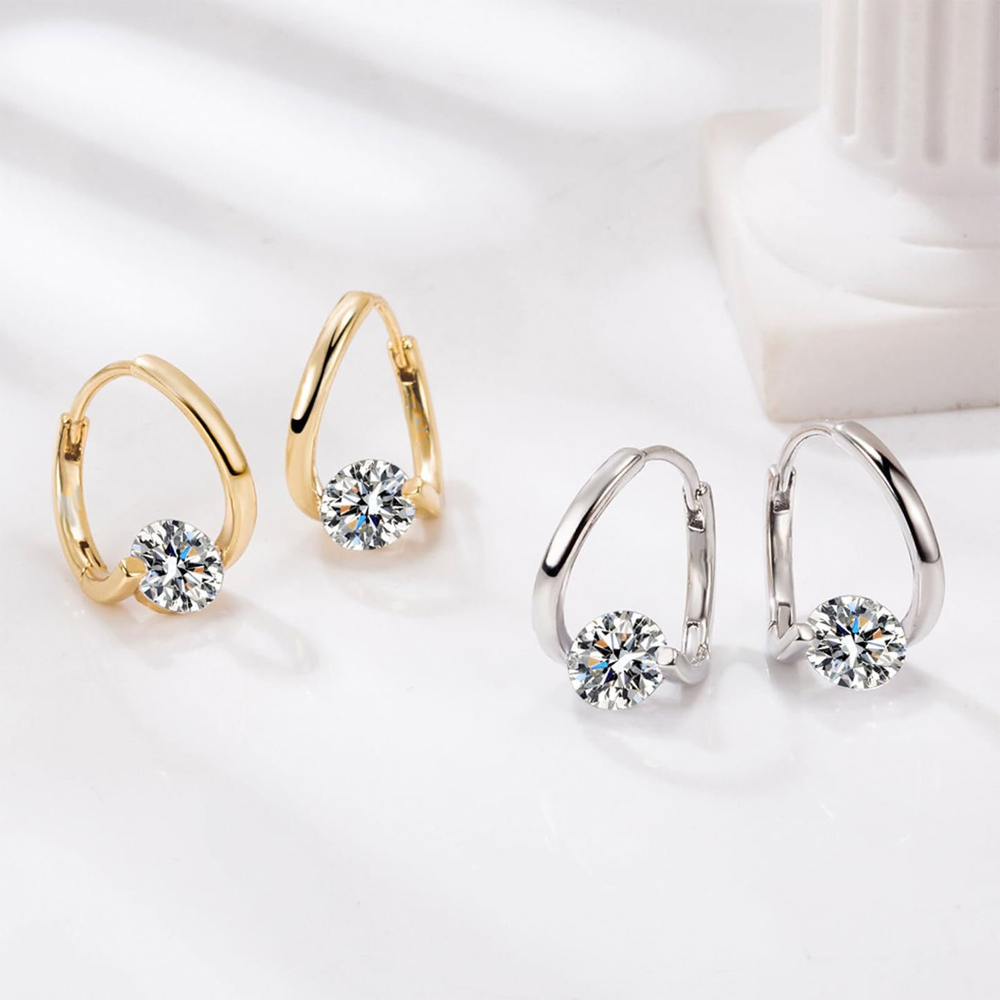 Halolux Lymphvity Germanium Earrings Lymphatic Earrings Silver Hoop Earrings Sparkle CZ Zircon Hoop Earrings for Women (2pair silver)
