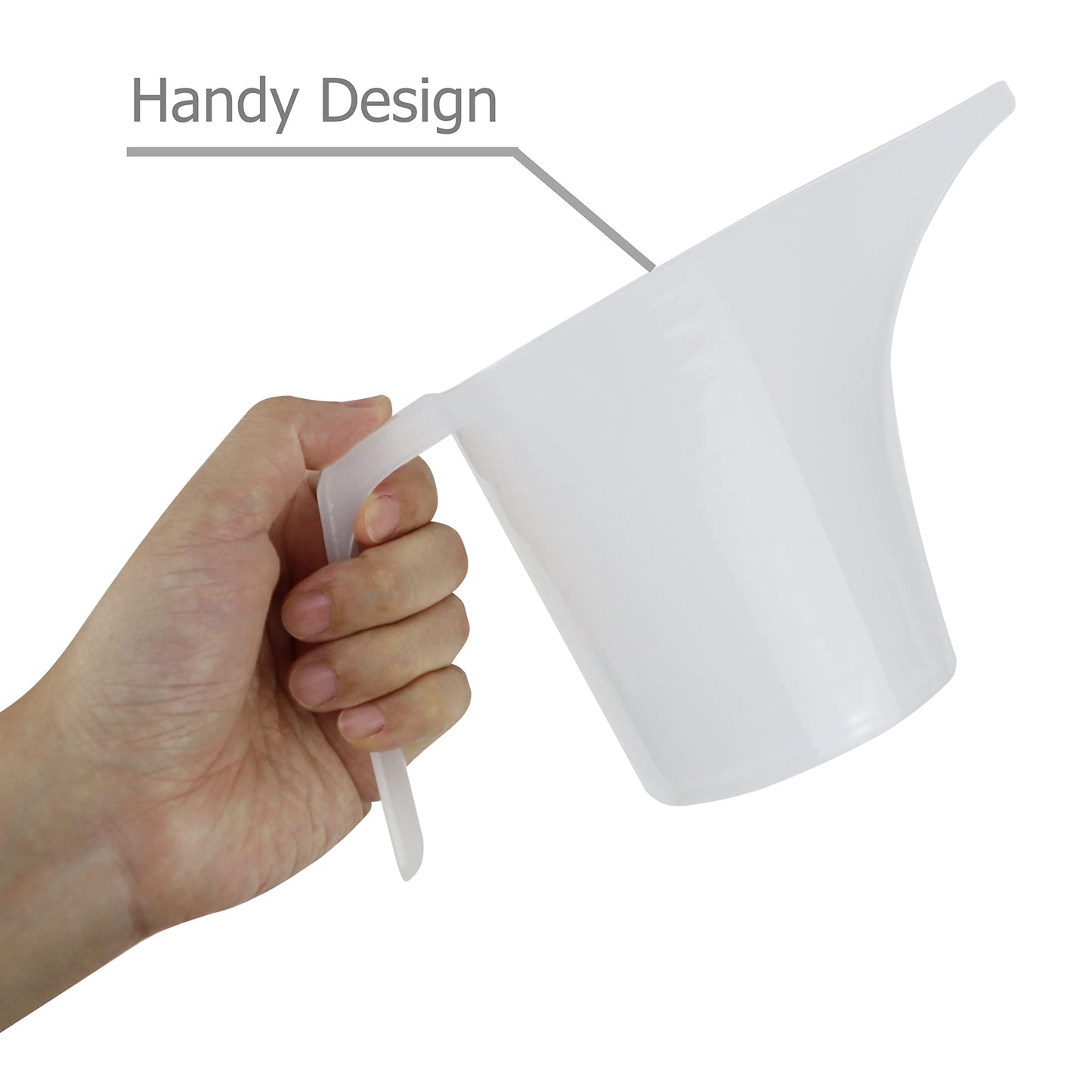 EIKS Plastic Funnel Pitcher Measuring Cup with Long Spout for Filling Muffin Pans, Baking Molds, Salt Shakers, Pancake Batter, Watering Plants(4-Pack 1000ml)