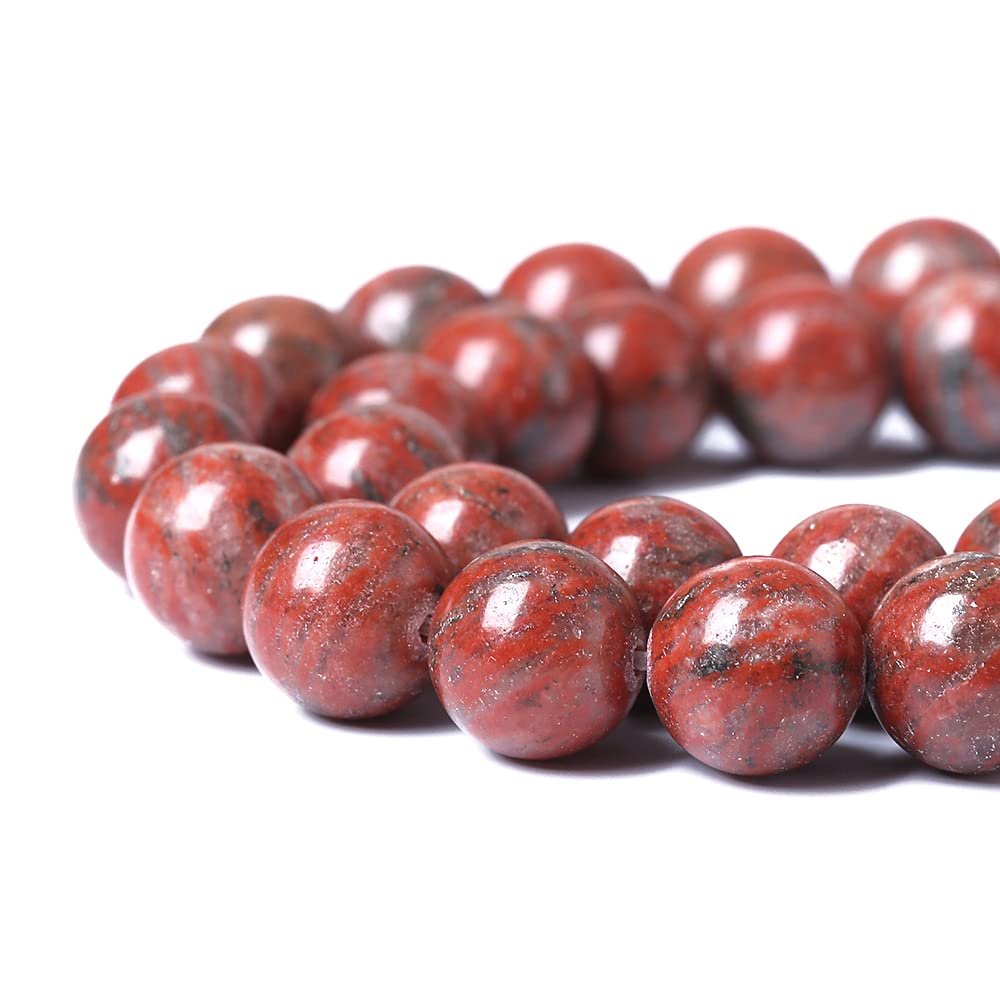 45pcs 8mm Natural Red Seasame Jasper Gemstone Beads Round Loose Spacer Beads for Jewelry Making DIY Bracelets Necklaces 15" (8mm, Red Seasame Jasper)