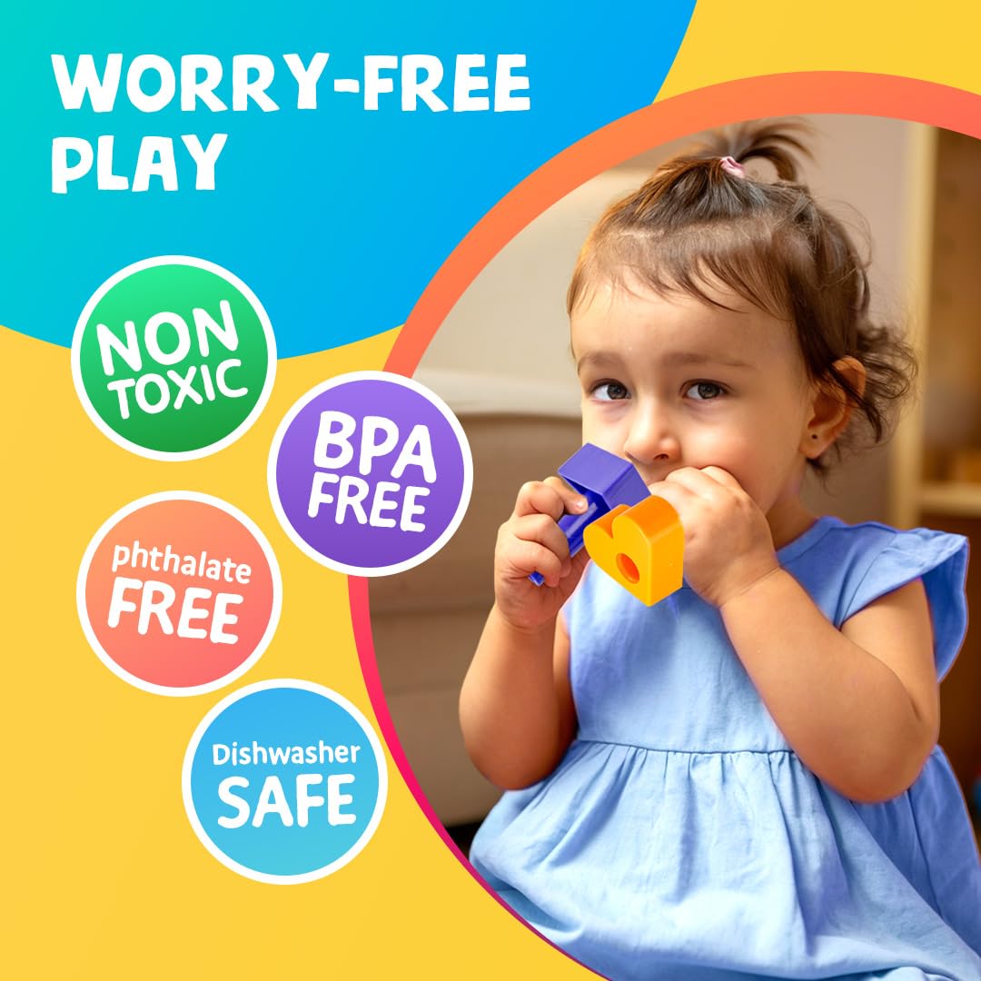 Skoolzy Peg Board Set - Montessori Toys for 2 Year Old - 38 Pc Plastic Peg Board for Kids with Shapes - Occupational Therapy Toys with Pegs, Dice, Lacing String & Storage Bag