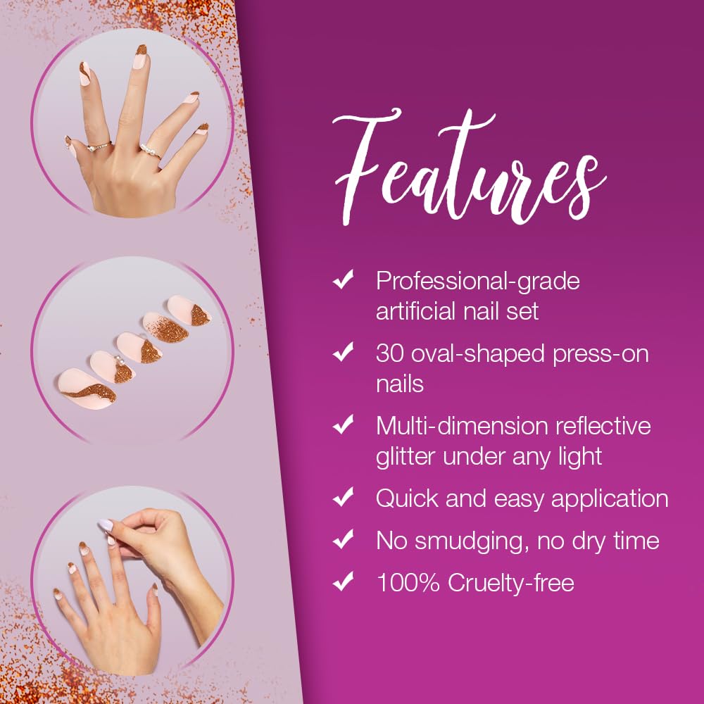 Ardell Press On Nails Medium - Show Stopper Style with Reflective Shine, Fake Nail, Glue on Nails, Nail Kit, 1 Pack