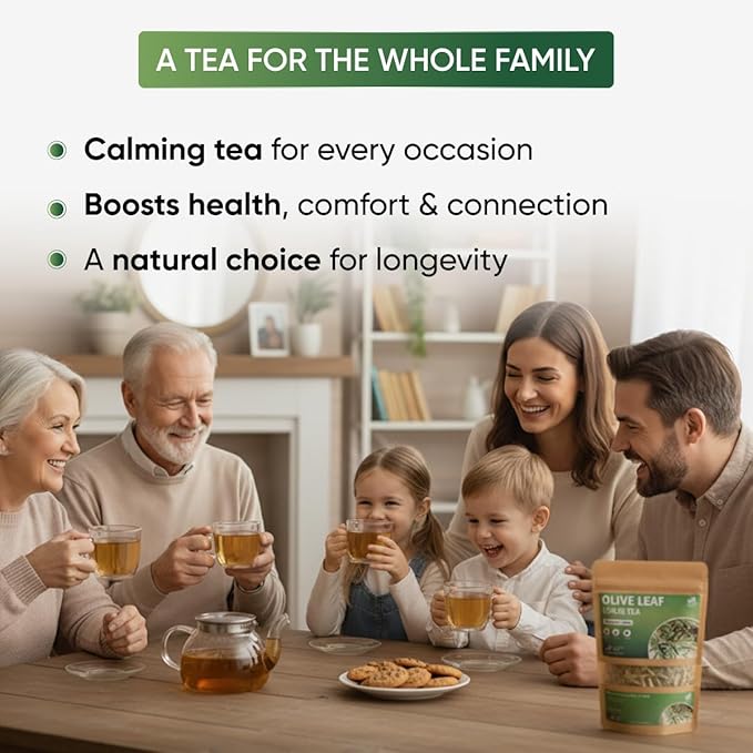 Olive Leaf Loose Tea – 4oz Size (Premium Dried Olive Loose Leaf Tea - 4 oz), Natural Extract Caffeine-Free Herbal Tea for Relaxation, Wallness with Smooth Taste