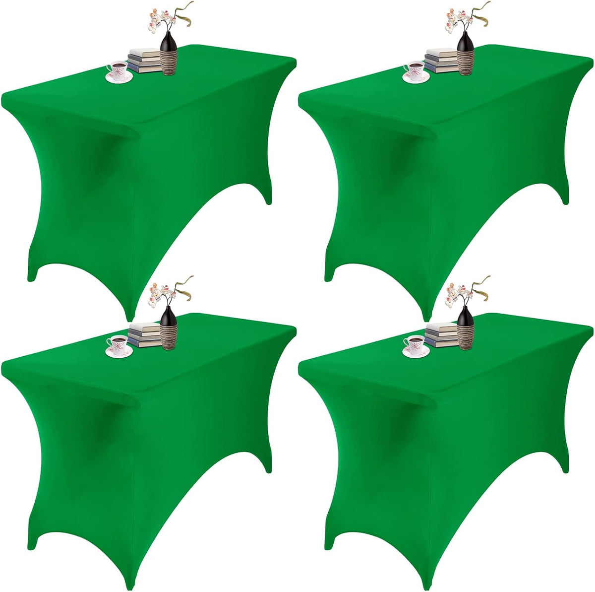 4Pack Spandex Waterproof Table Covers 4ft，Spandex 4ft Waterproof Table Cover for Party,Wedding, Banquet, and Events(Emerald)