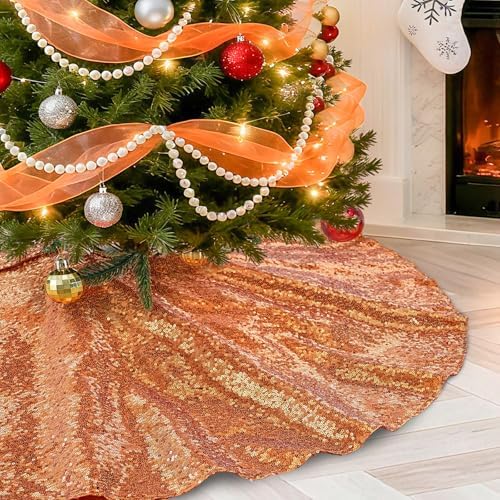 Christmas Tree Skirt Sequence 36 Inch Bronze Satin Sequin Tree Skirts Mats