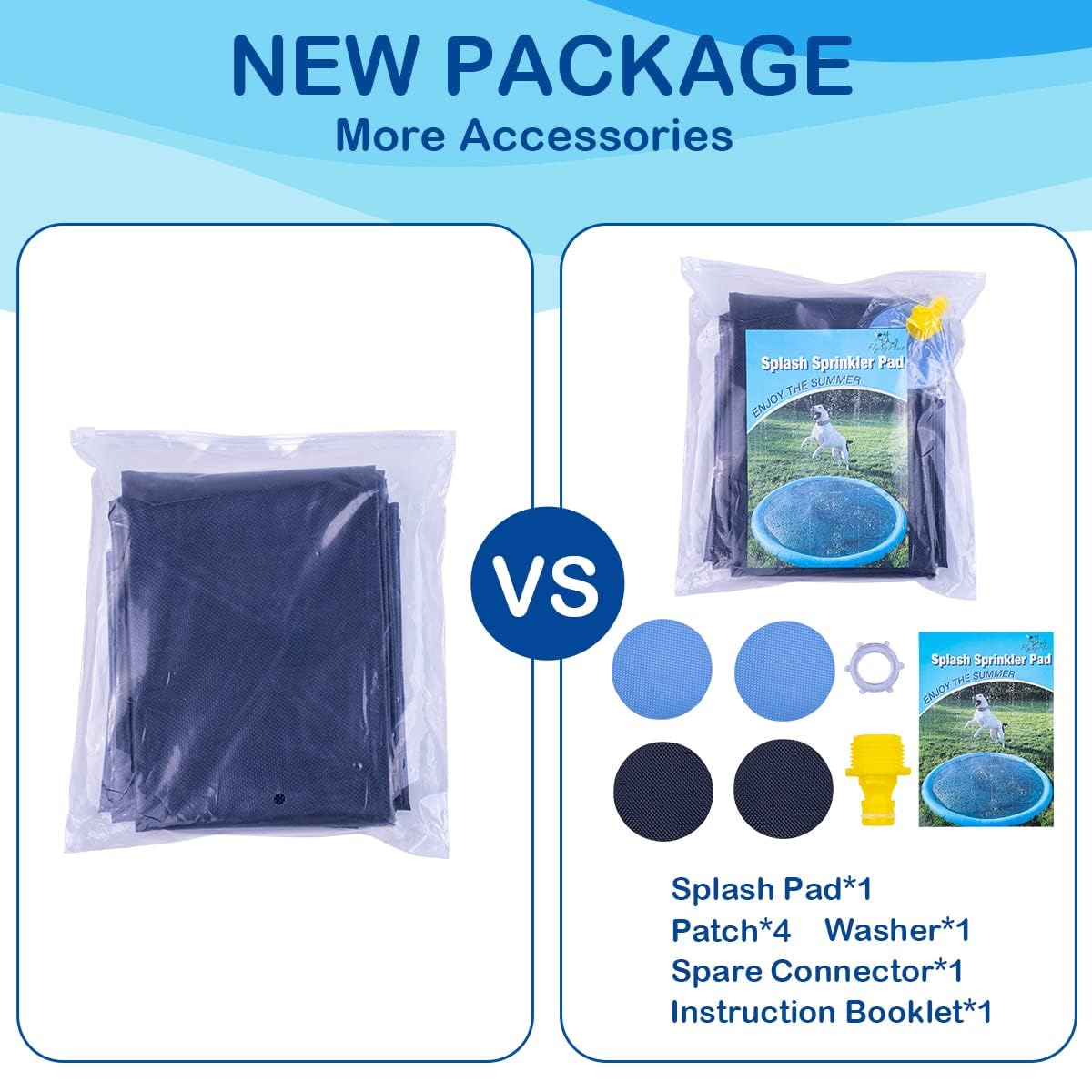Splash Sprinkler Pad for Dogs - 67" Thicken Pet Swimming Pool Bathtub, 2024 New Packaging Pet Summer Backyard Playset & Water Toys(67",Blue)