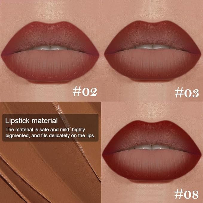 3Pcs Gradient Matte Lipstick Crayon Lip Liner pencil, Flawless Contour Gradual Ombre Effect lip Pencil, for Women Long Lasting Waterproof Smudge Proof Lipstick Pencil 02#+03#+08#
