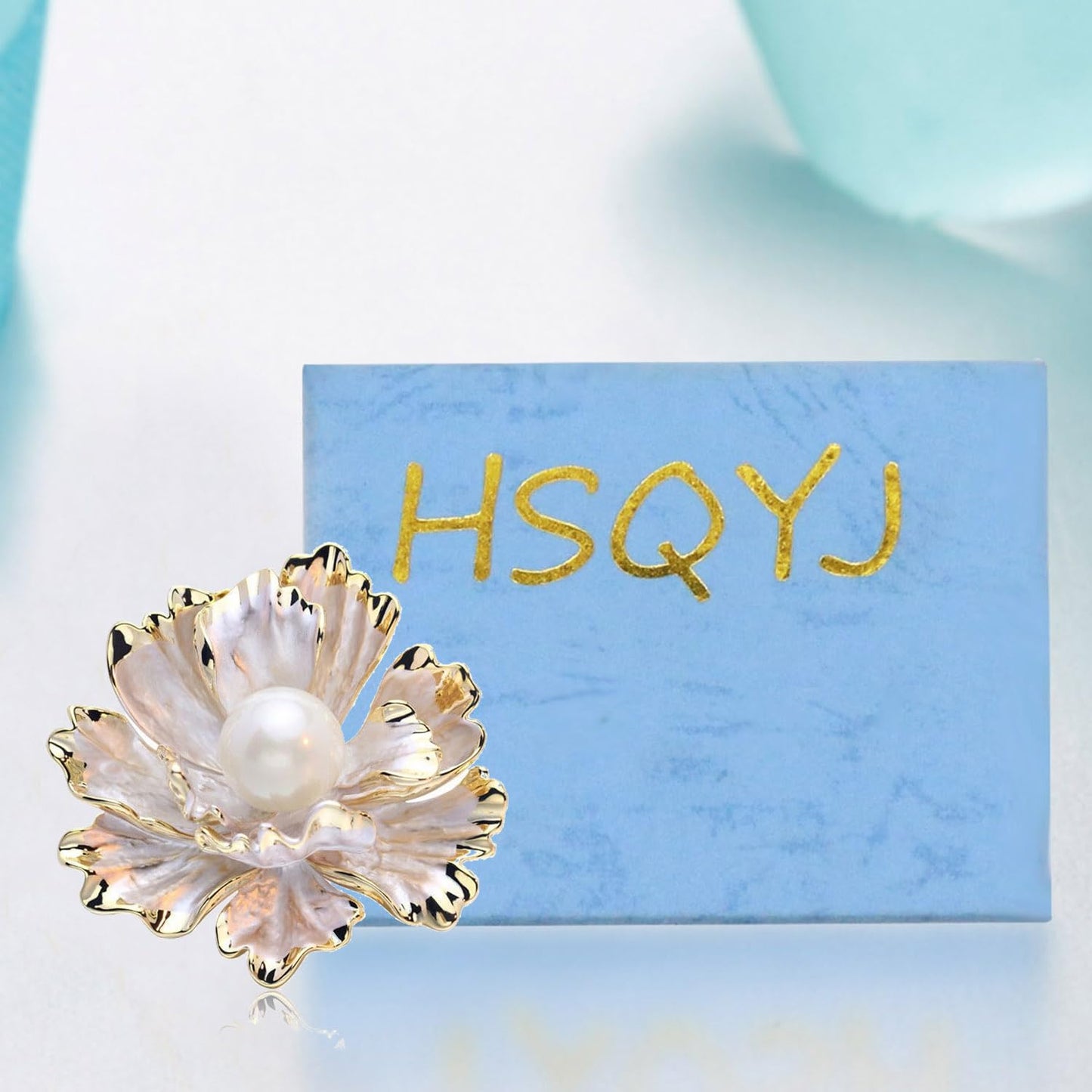 Red/White Enamel Peony Flower Crystal Brooches Pins Fashion Beautiful Created Rhinestone Pearl Floral Brooch Good Idea for Party Dance Wedding Banquet for Elegant Women Girl (White Enamel Flower)