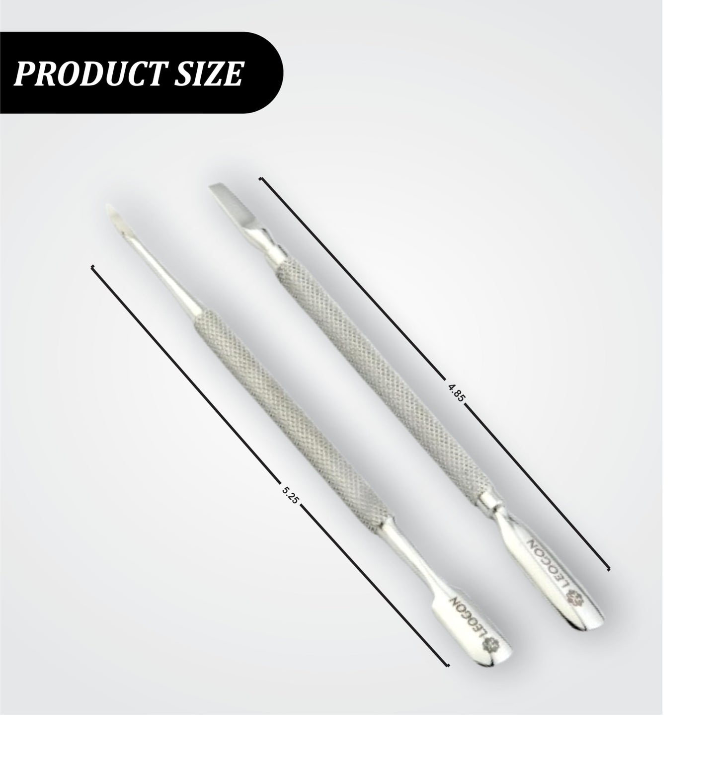 LEOGON Premium 2-Piece Nail Cleaning Tool Kit | Stainless Steel Dual-Ended Manicure Tools for Cuticle Cleaning & Nail Care | Professional Set with Elegant Storage Gift Box