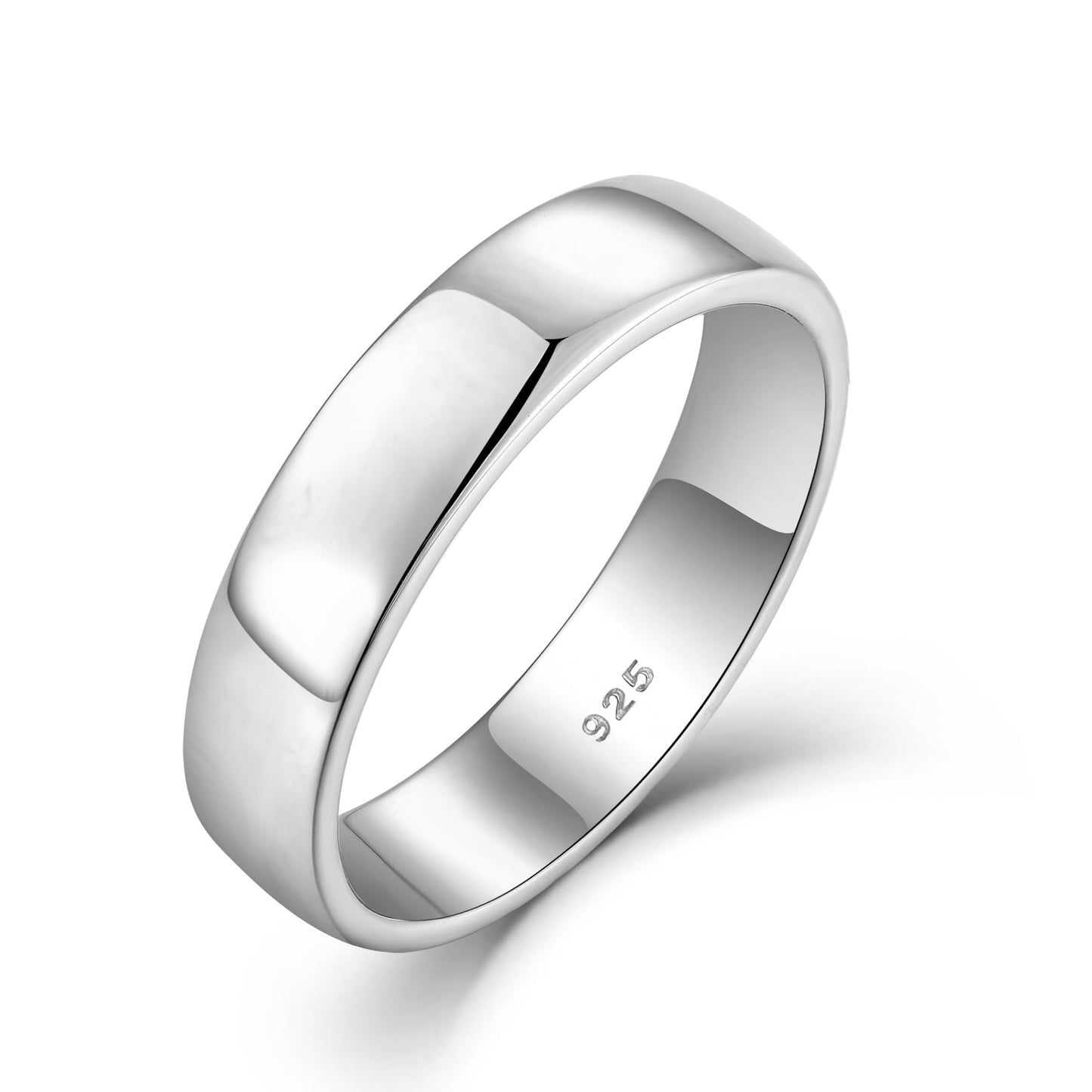 STARCHENIE Solid 925 Sterling Silver 5mm Wedding Band Ring, Comfort Fit High Polish, for Men and Women (Size 12)