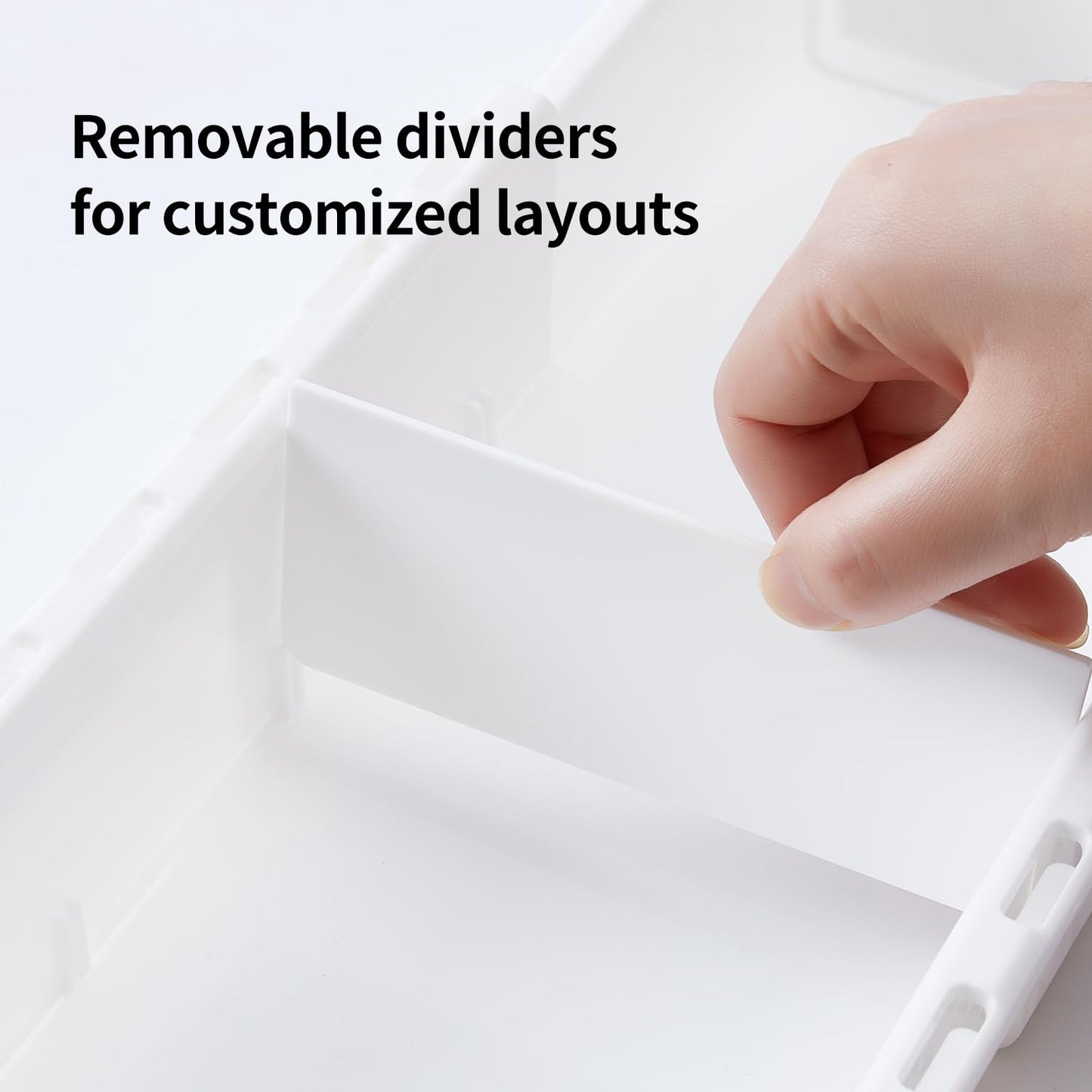 Plastic Drawers Organizer for Office Bathroom Bedroom Kitchen Desk - 1 Layers More White Storage Tray - Expandable 11.4-18.1 Inches (DEEP 2.3")
