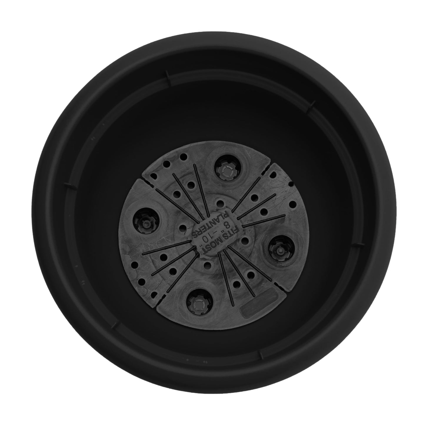 Bloem Ariana 12" Self-Watering Plastic Planter - Rolled Rim Indoor/Outdoor Garden Pot, Black, 2-Pack