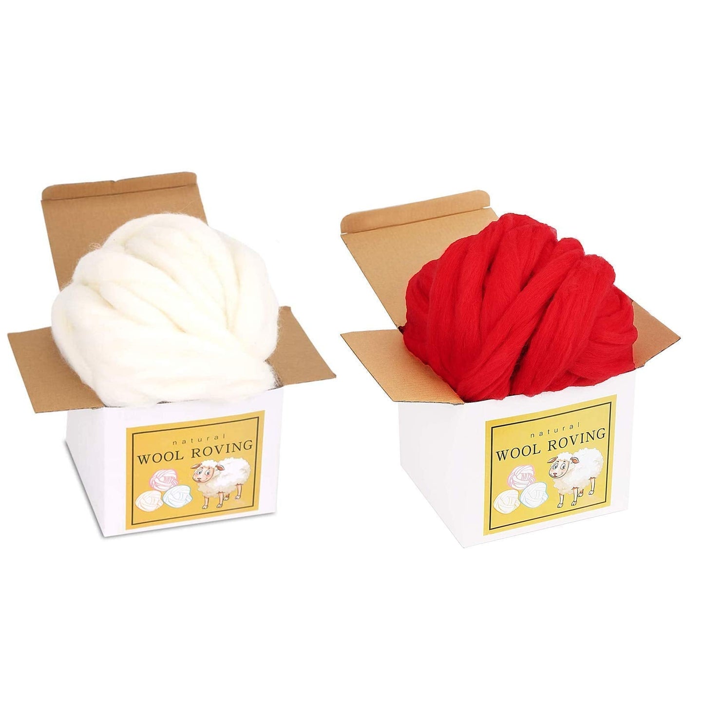 2 Pcs Wool Roving Bulk - 8.82oz Super Wool Chunky Yarn, Wool Roving Top for Needle Felting, Soft Felting Wool Supplies for Hand Spinning, Felting, Blending, Weaving and DIY Craft