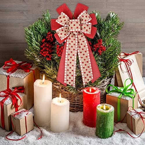 4PCS Large Christmas Wreath Bows for Indoor Outdoor Tree Topper Wall Decor