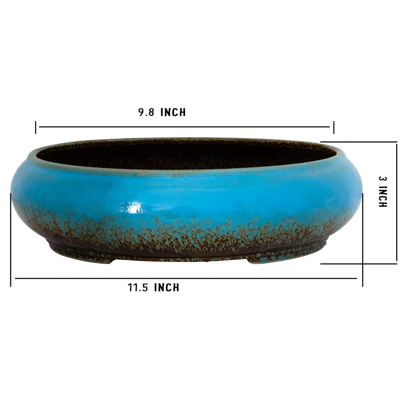 ARTKETTY Succulent Pots, Ceramic Bonsai Pots with Drainage, Large Shallow Succulent Planters for Indoor Outdoor Plants, Round Glazed Cactus Flower Plant Container Bowl
