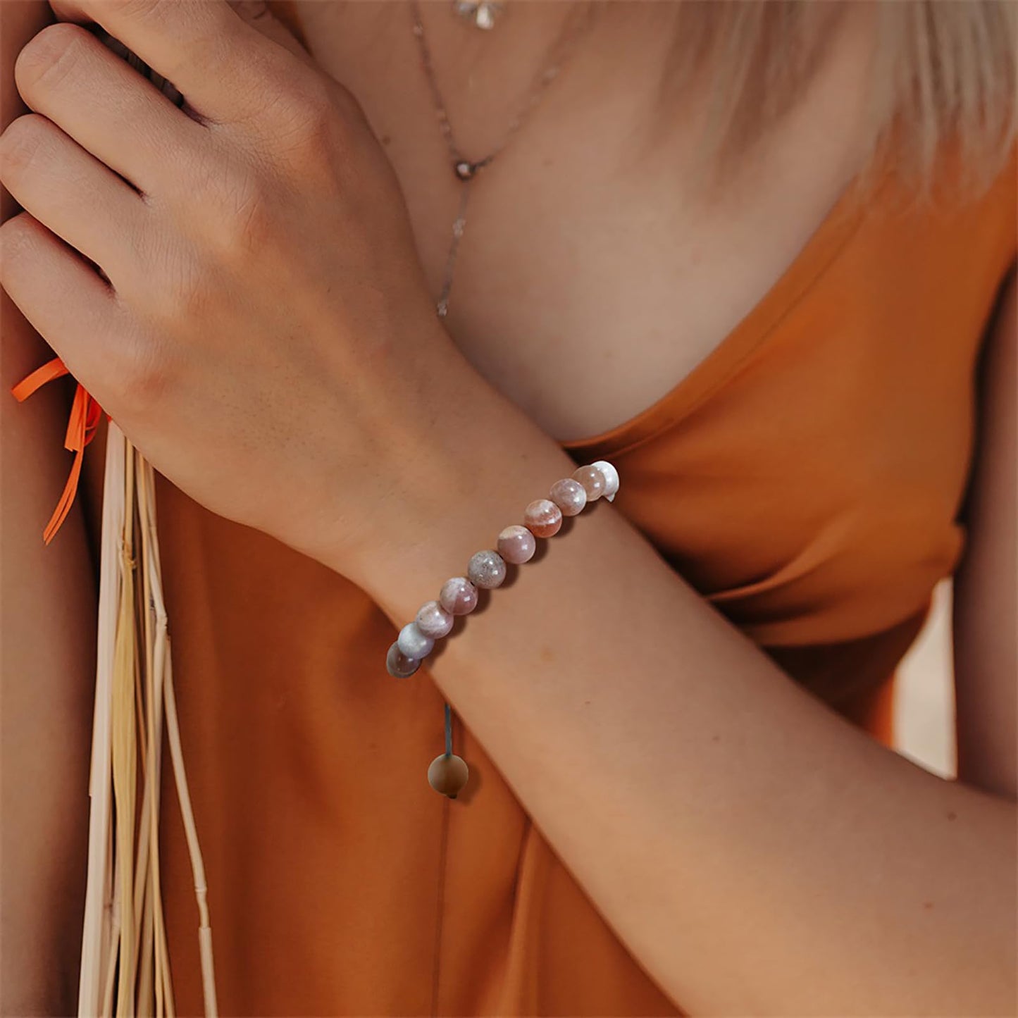 Lit Wall Amazonite Bracelet for Women 8mm Dainty Handmade Adjustable Beaded Healing Crystal Gemstone Amazonite Jewelry