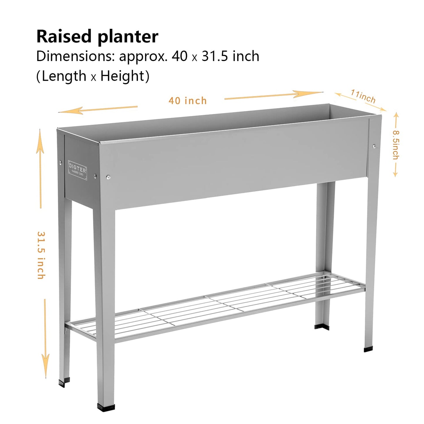 ProGard Raised Garden Bed, Garden Raised Planter Box with Legs, Galvanized Garden Planter for Herbs and Vegetables (40" Grey)